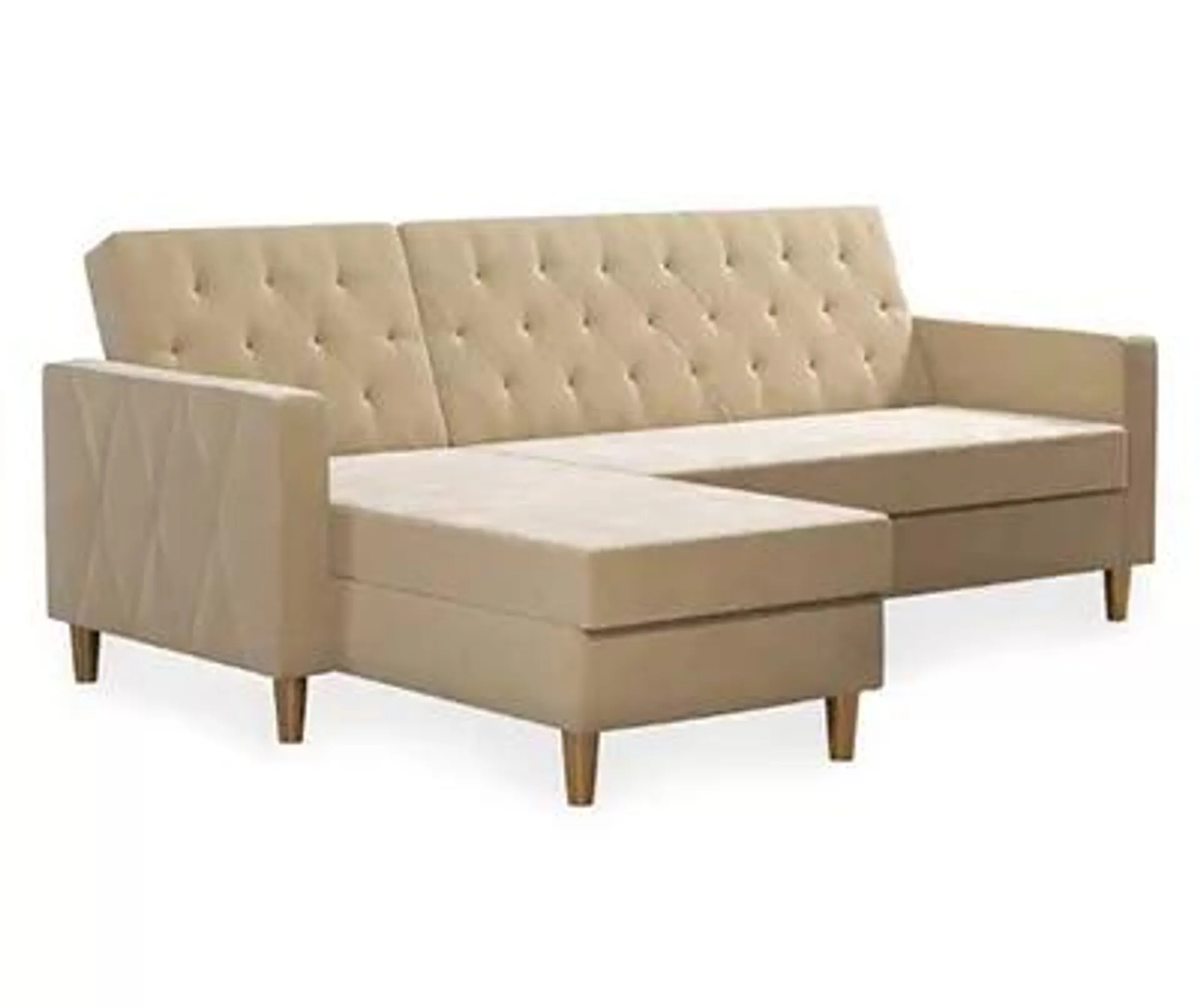 CosmoLiving Liberty Ivory Velvet Sectional Storage Futon