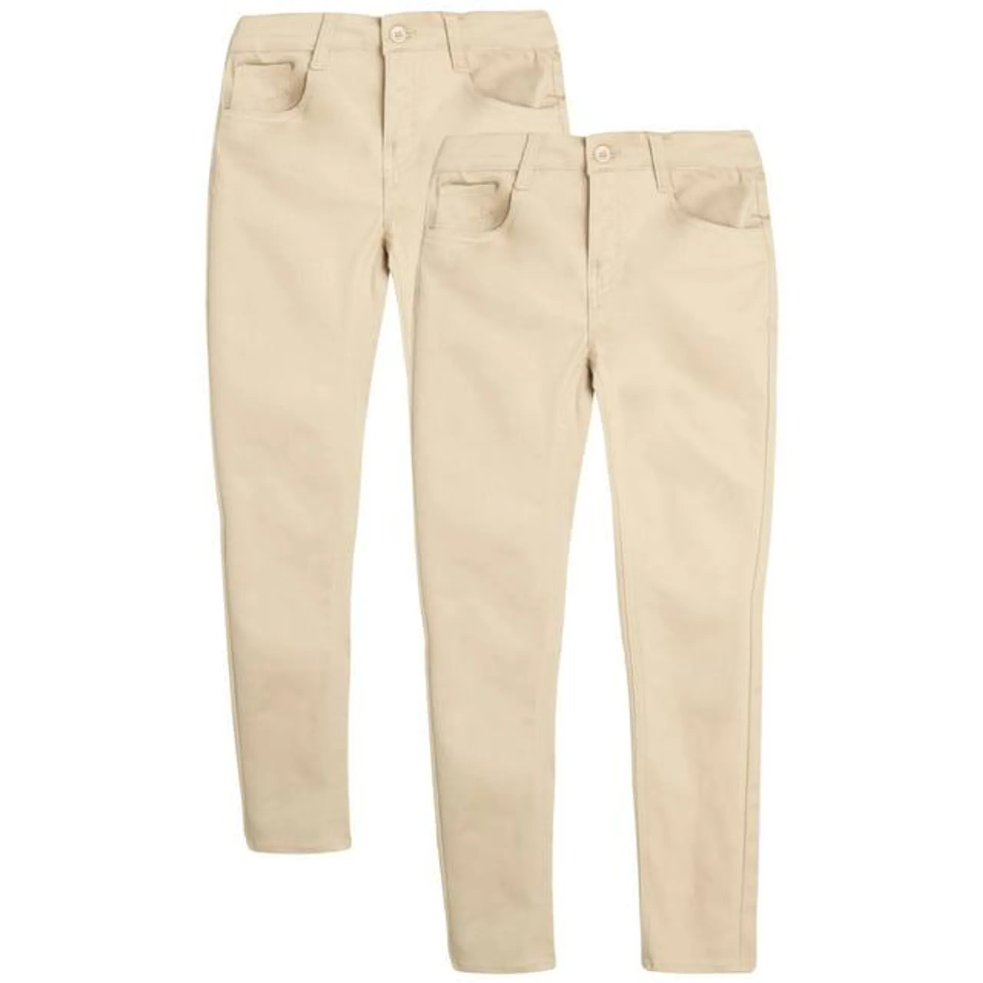 Beverly Hills Polo Club Girls' School Uniform Pants - 2 Pack Stretch Skinny Fit Khaki Pants (4-16)