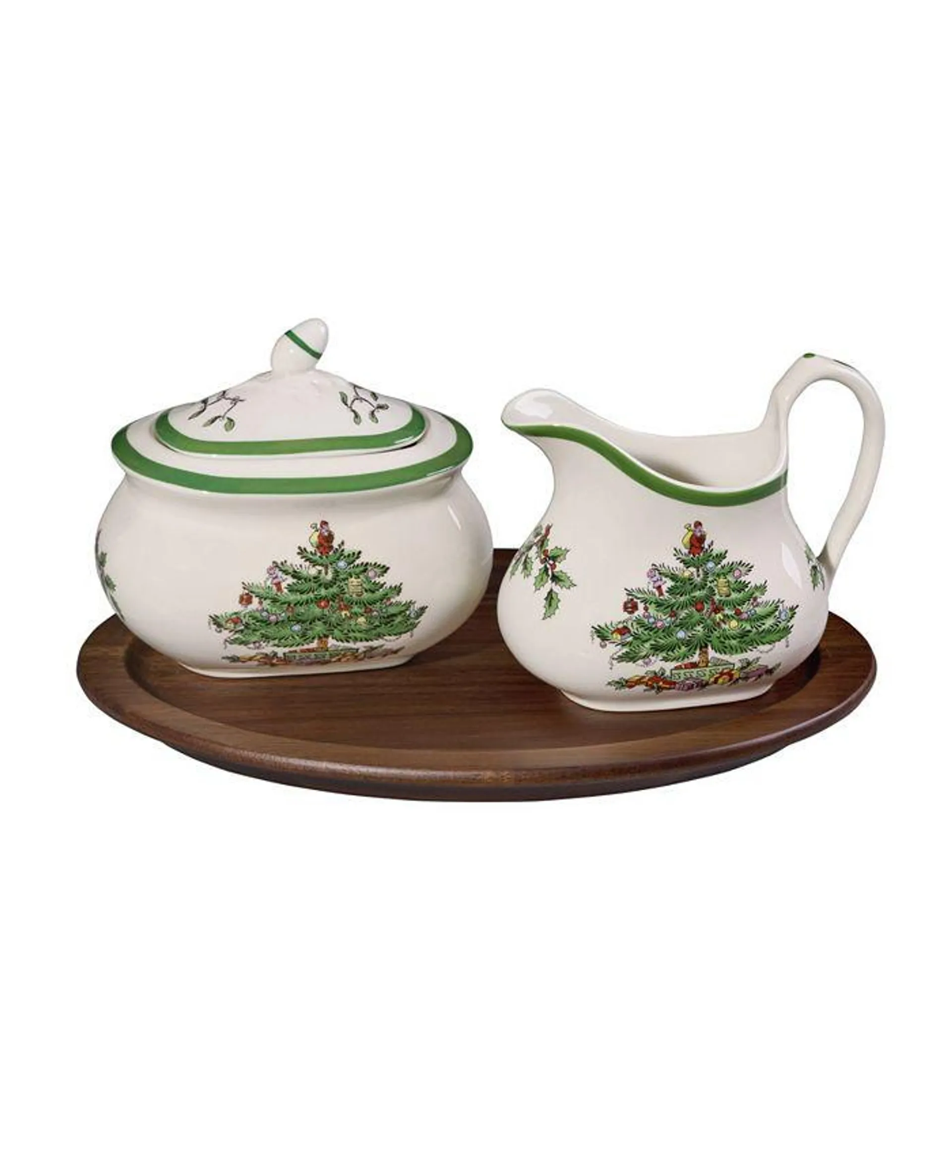 Christmas Tree Sugar and Creamer Set, 3 Pieces