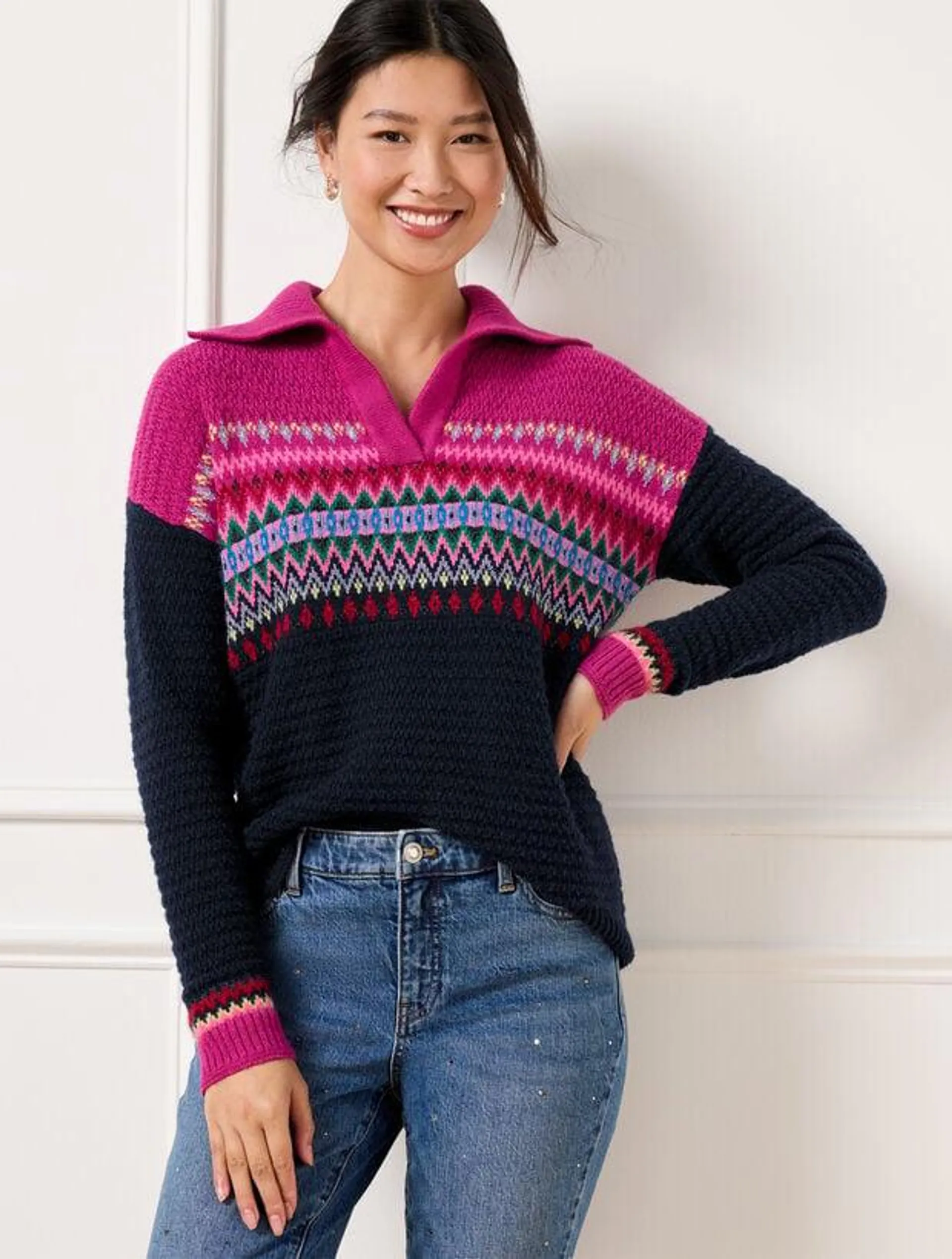 Johnny Collar Sweater - Chevron Fair Isle