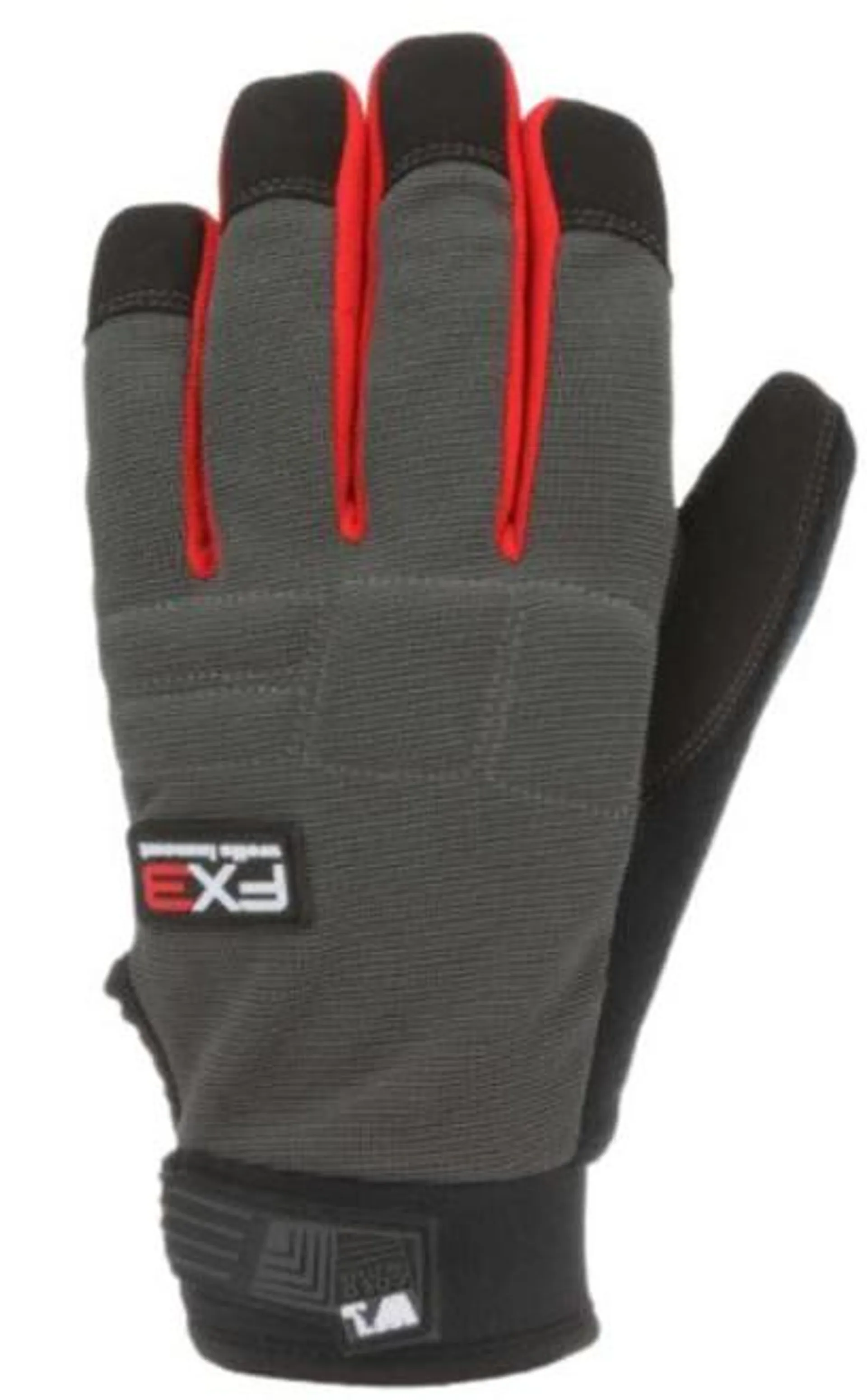 Wells Lamont Men's FX3 Fleece Lined Synthetic Leather Red/Grey Gloves