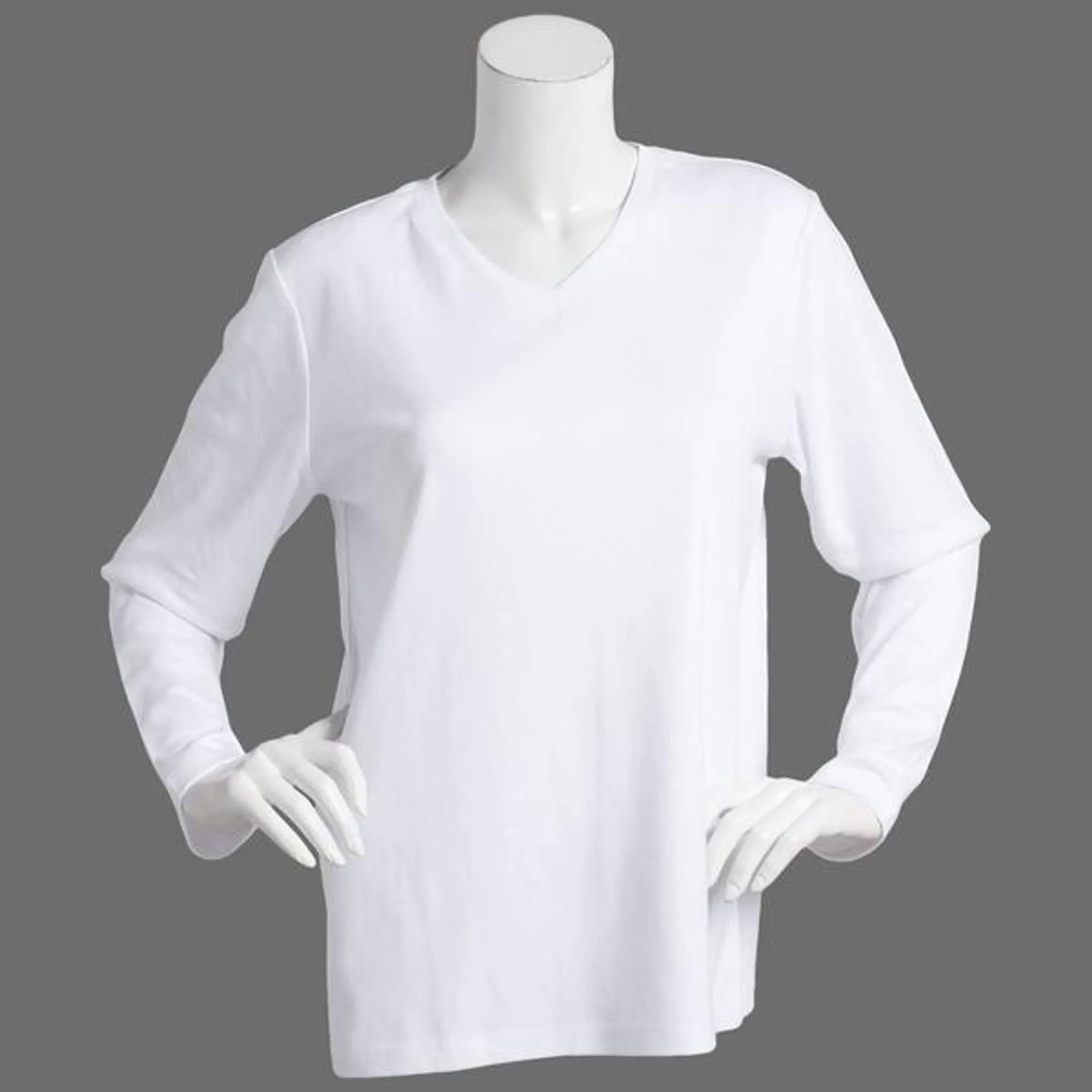 Plus Size Hasting & Smith Long Sleeve Solid V-Neck Tee