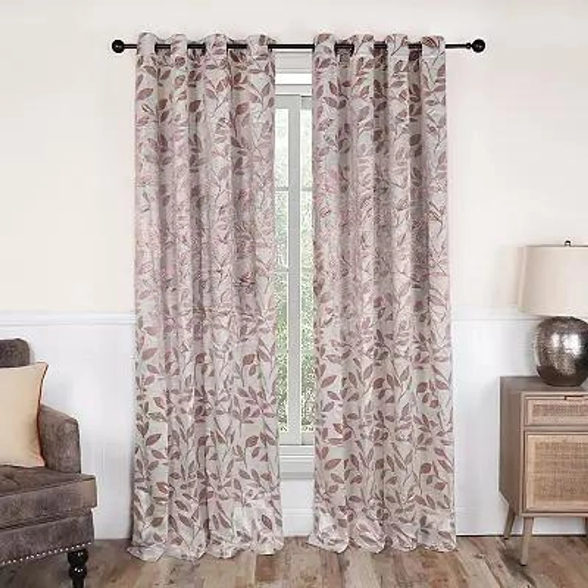 SUPERIOR Leaves Insulated Thermal 2-Pack Blackout Grommet Window Curtain Panels