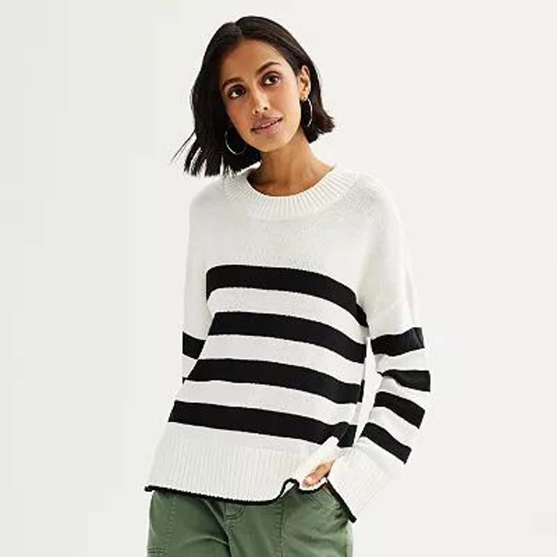 Women's Sonoma Goods For Life® Side Slit Crewneck Sweater