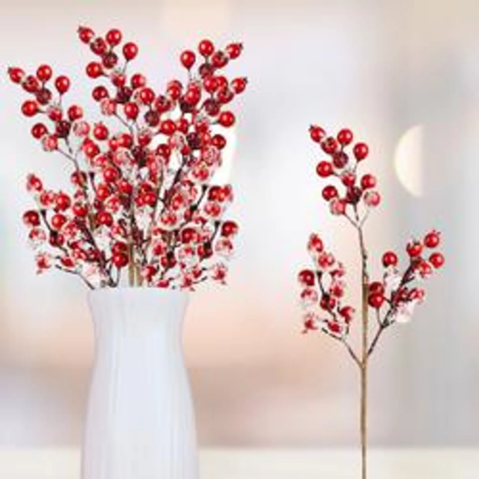 Artificial Snowy Red Winter Berry Picks (Package of 6 pieces)