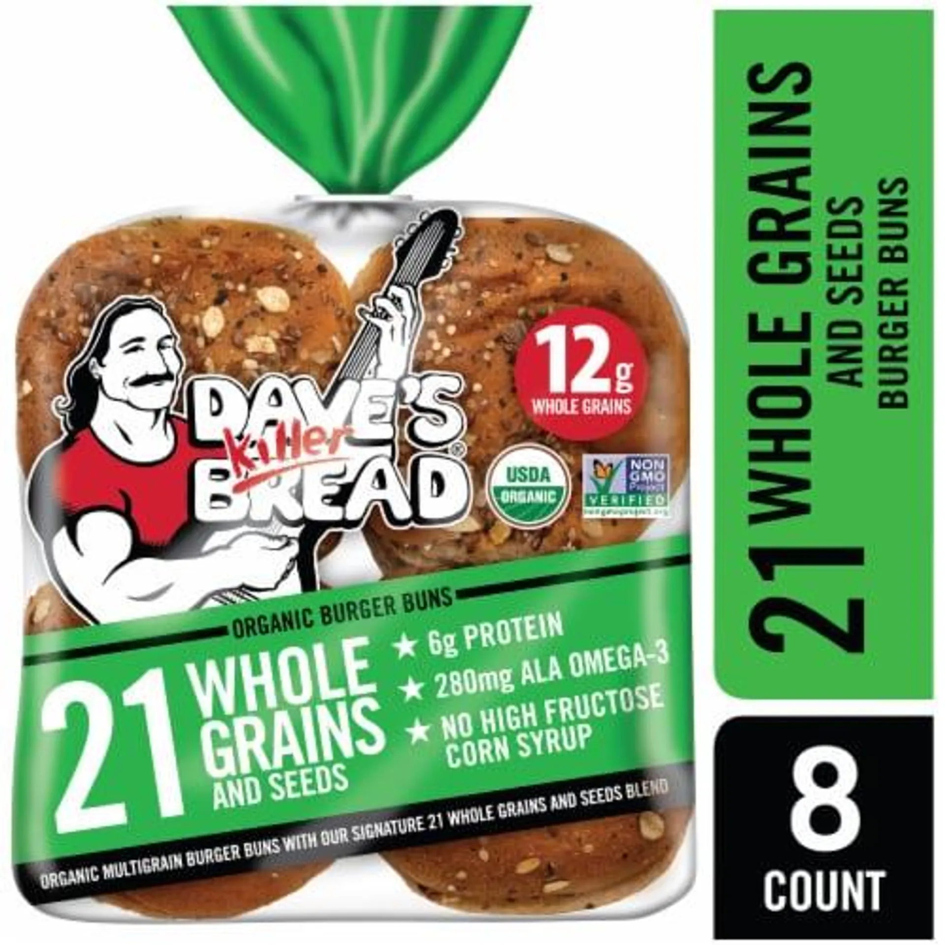 Dave's Killer Bread Organic 21 Whole Grains and Seeds Hamburger Buns