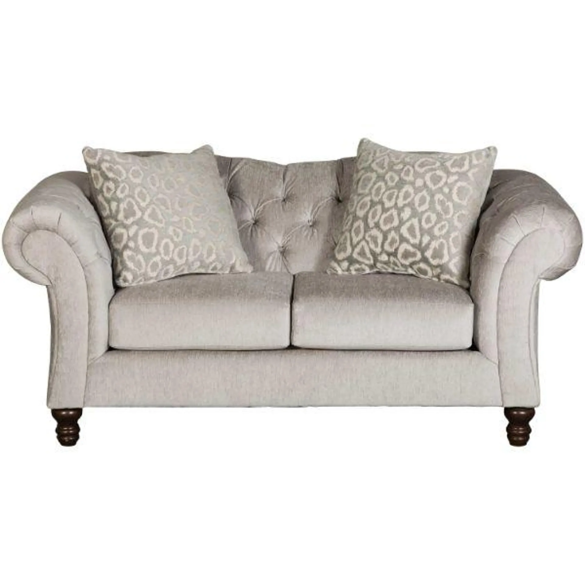 Lush Silver Tufted Loveseat