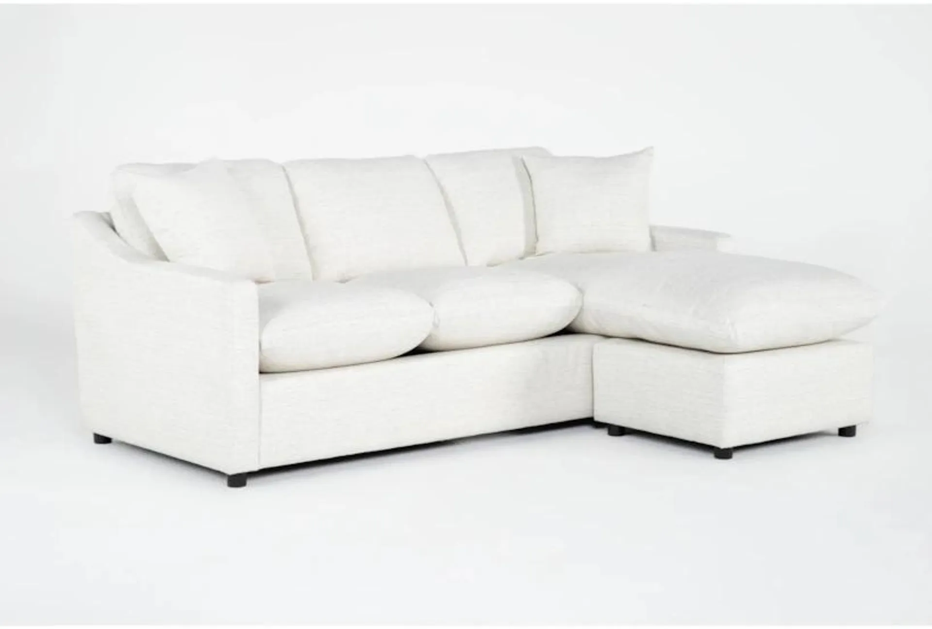 Cozy White Fabric 84" Sofa with Reversible Chaise