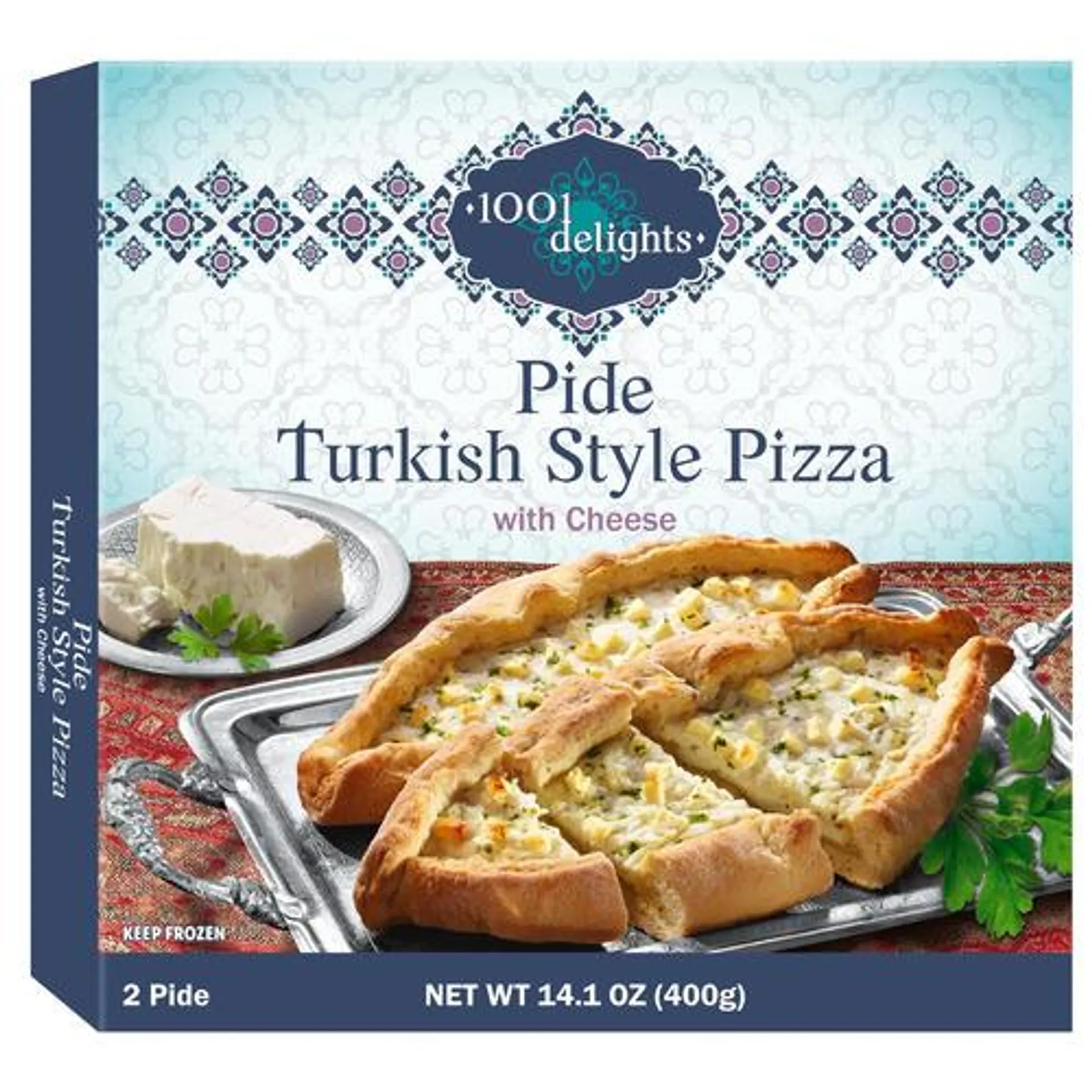 1001 delights frozen pide Turkish style pizza with cheese