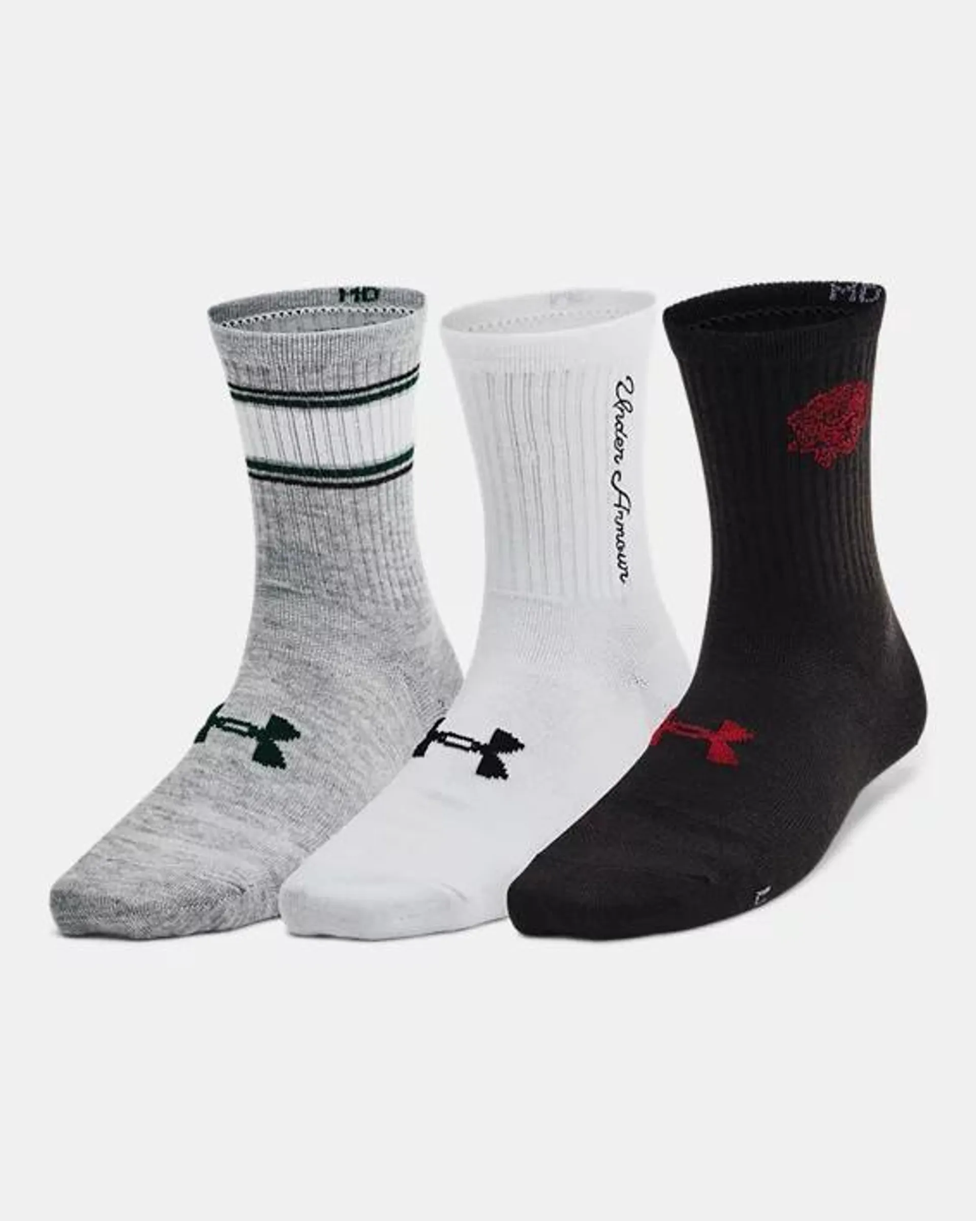 Women's UA Essential 3-Pack Mid Crew Socks