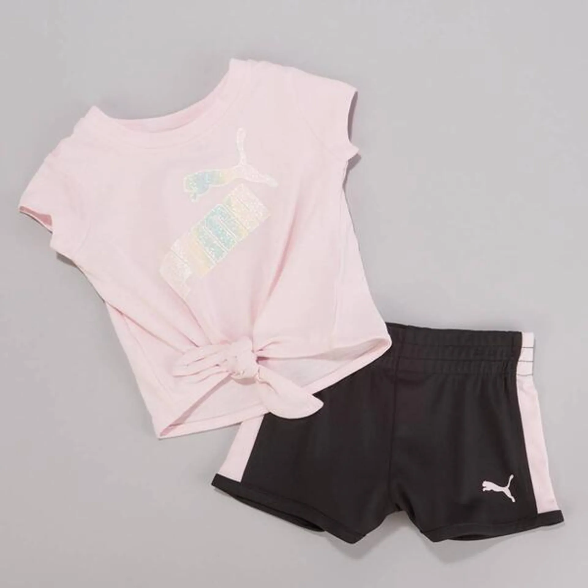 Baby Girl (12-24M) Puma® Short Sleeve Shimmer Tee & Shorts Set