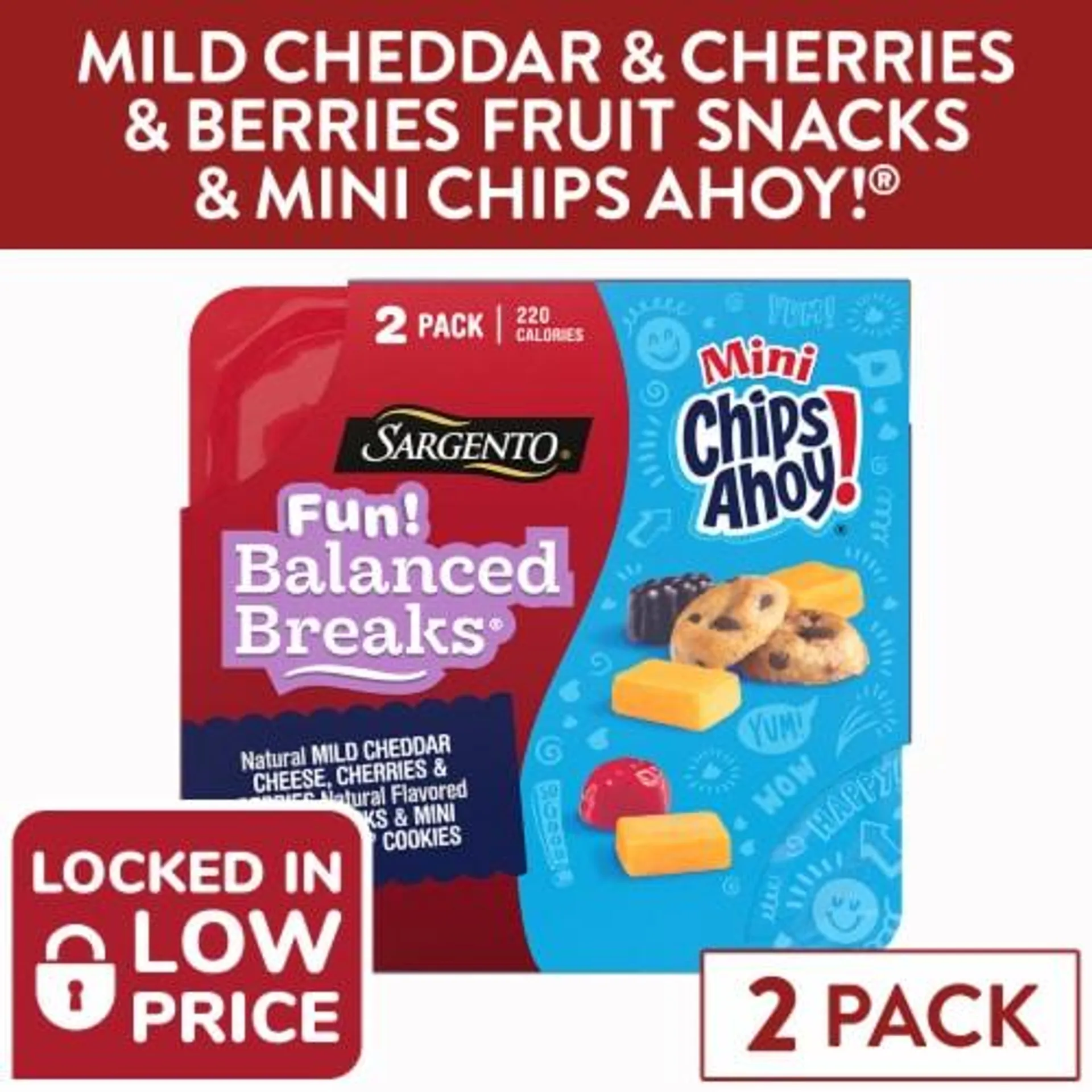 Sargento® Fun! Balanced Breaks® Mild Cheddar Cheese with Fruit Snacks and Mini Chips Ahoy!®