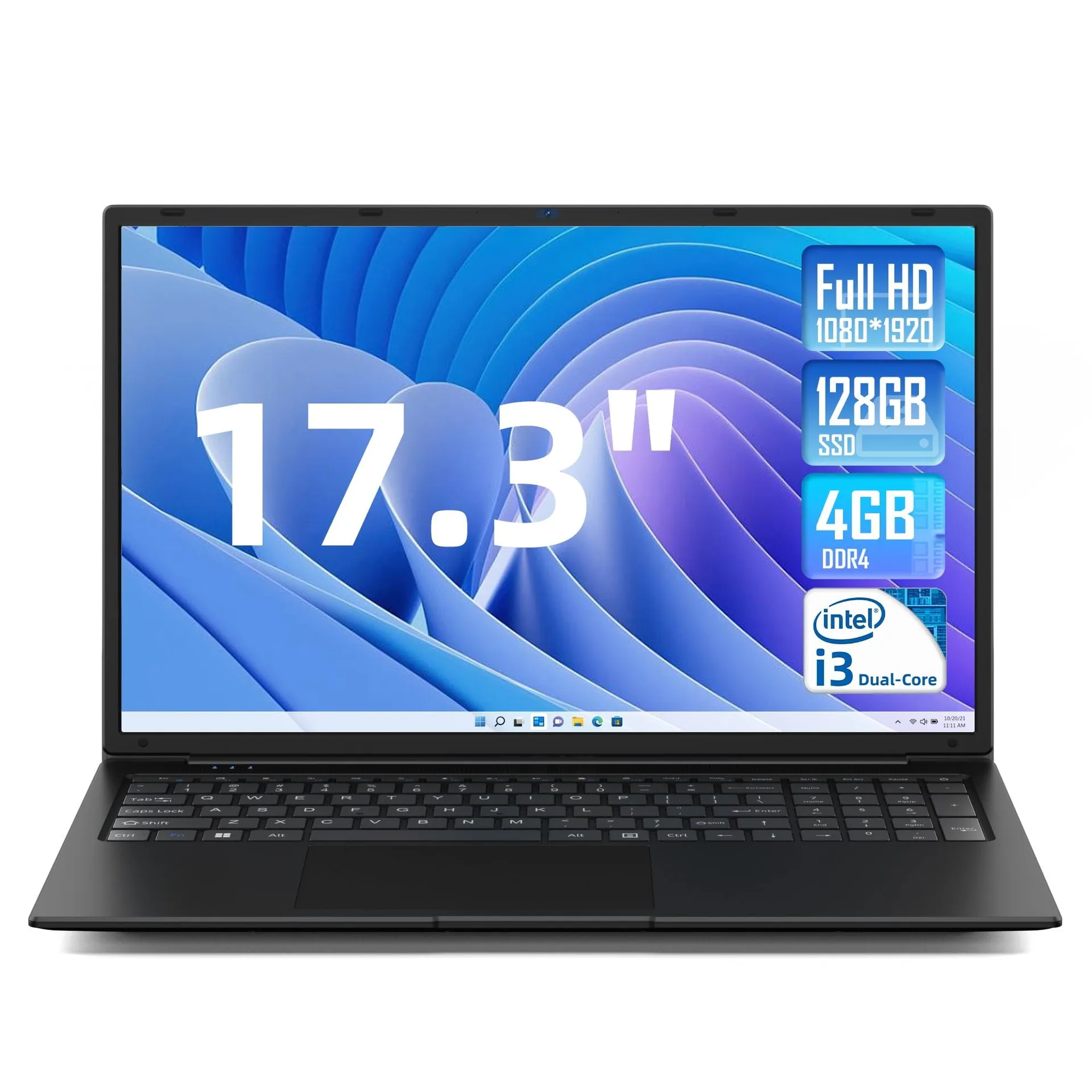 SGIN 17.3in 4gb DDR4 128gb SSD Windows 11 Laptop FHD IPS 1920 x 1080 FHD Dual Core Intel i3, HDMI