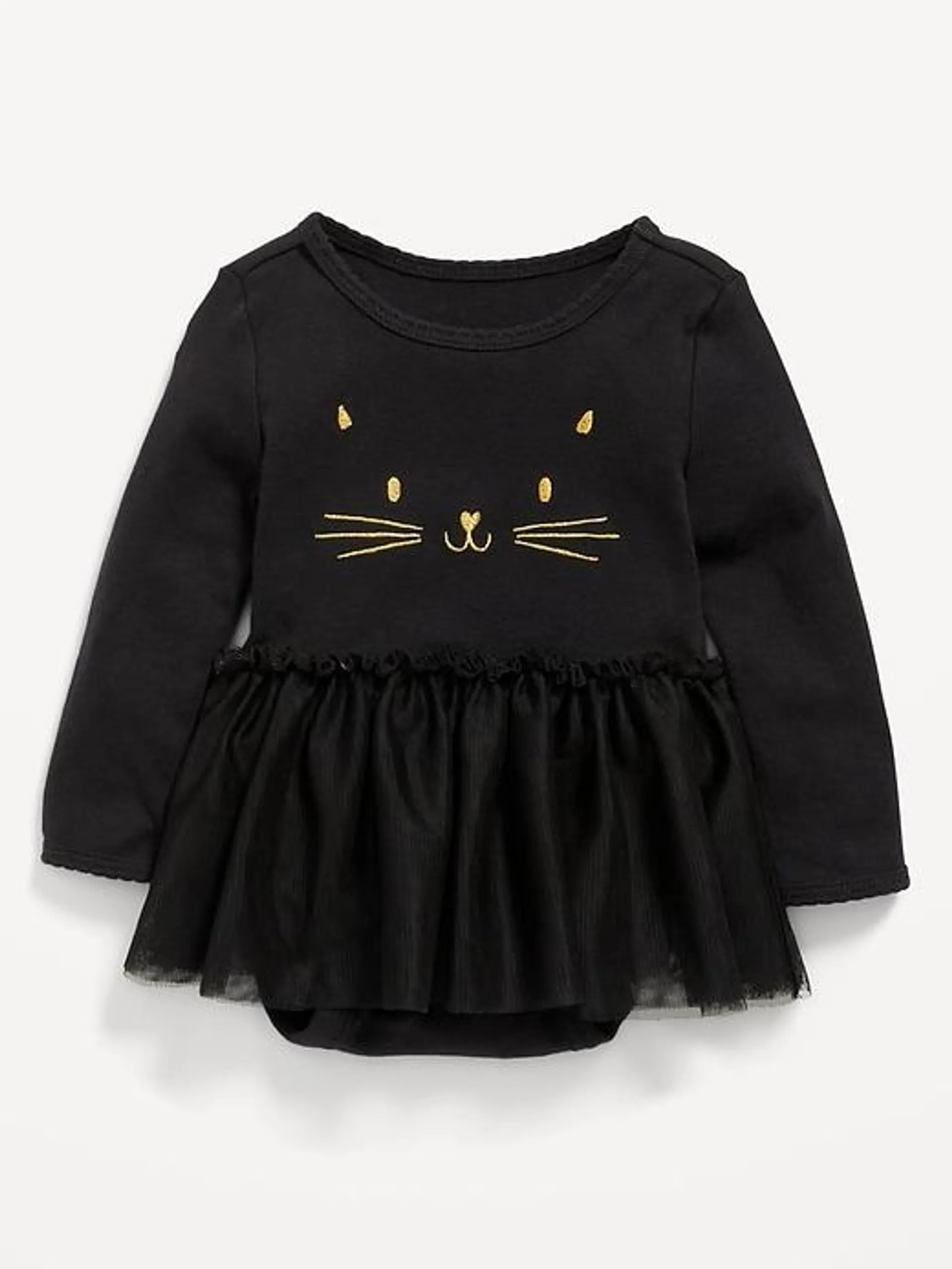 Long-Sleeve Graphic Bodysuit Tutu Dress for Baby