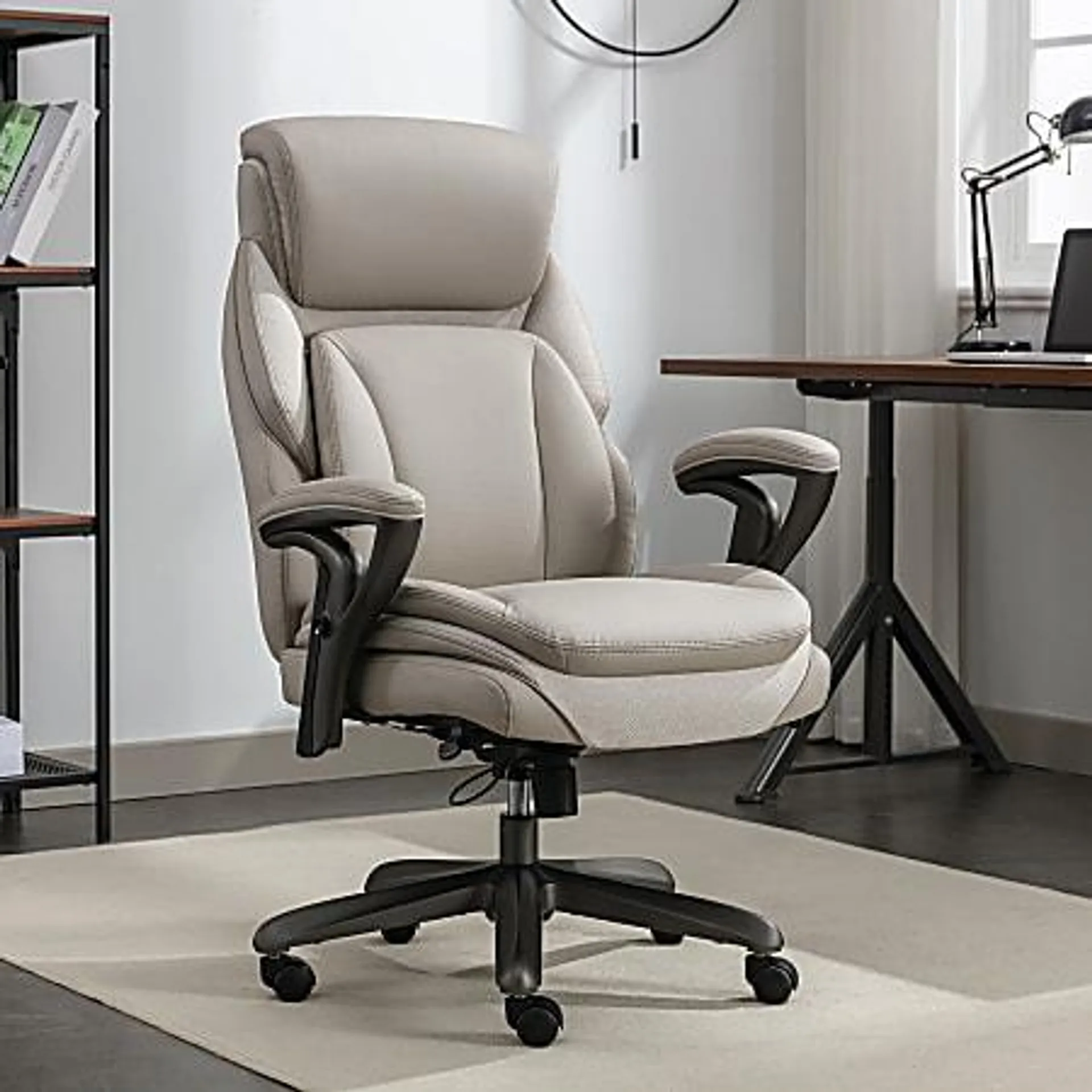 Serta® SmartLayers™ Everett Big & Tall Ergonomic Vegan Leather High-Back Executive Office Chair, Taupe/Dark Gray