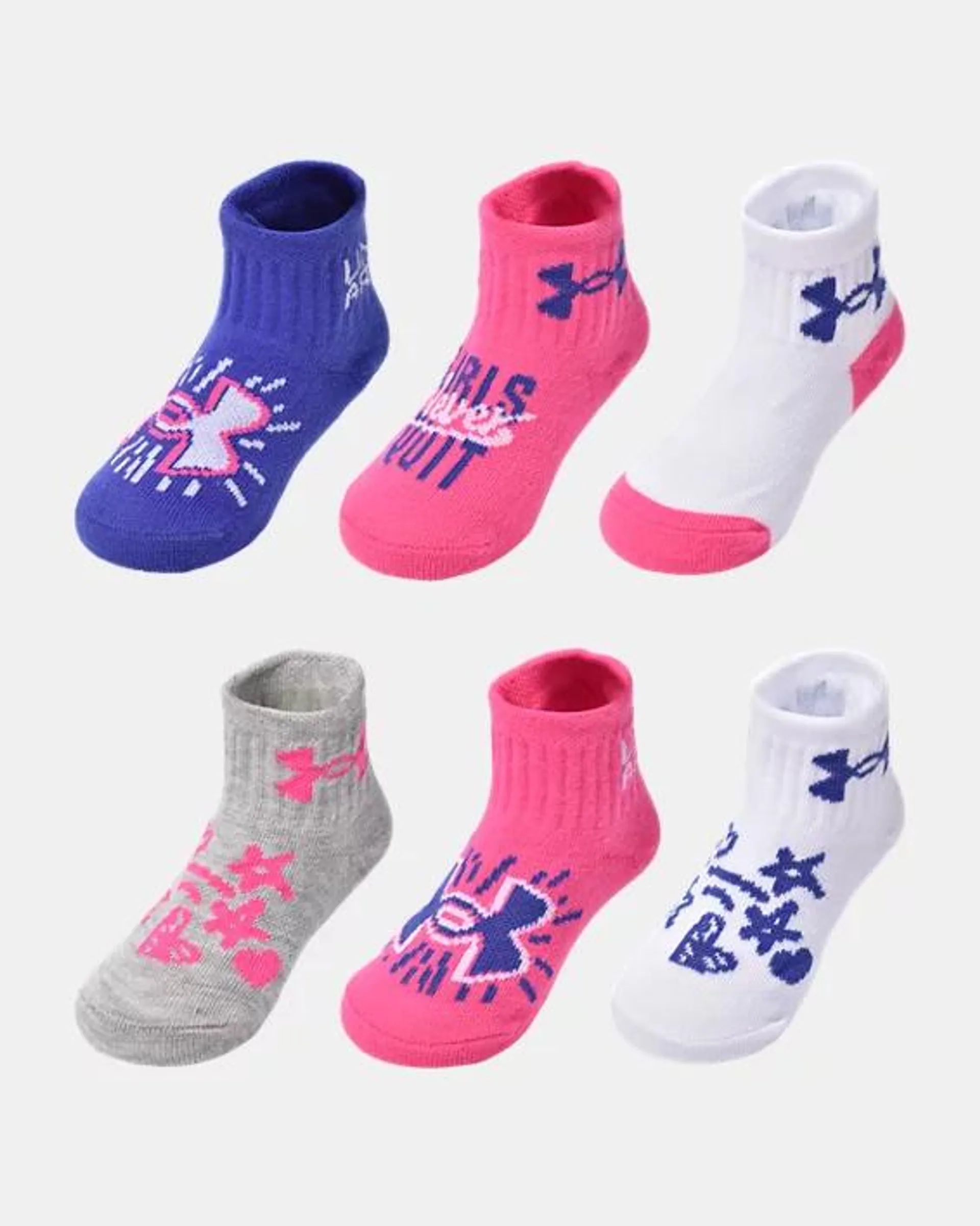 Girls' Infant/Toddler UA Essential Star Burst 6-Pack Quarter Socks