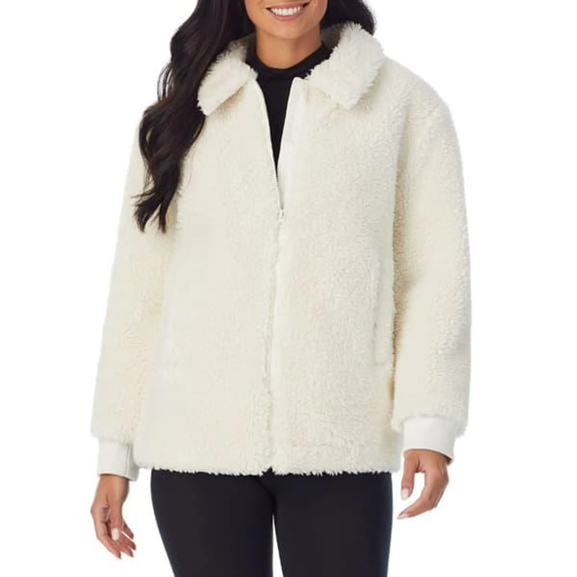 Womens Cuddl Duds® Sherpa Bomber Jacket