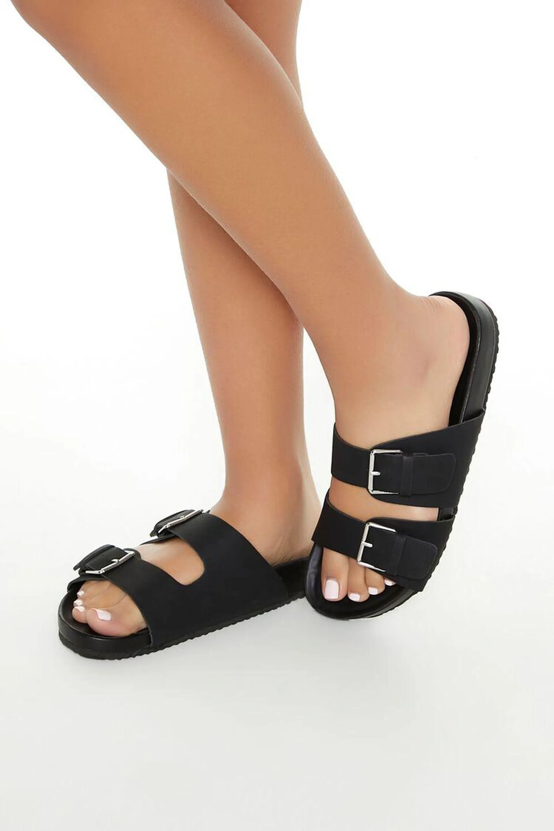 Faux Leather Dual-Strap Sandals