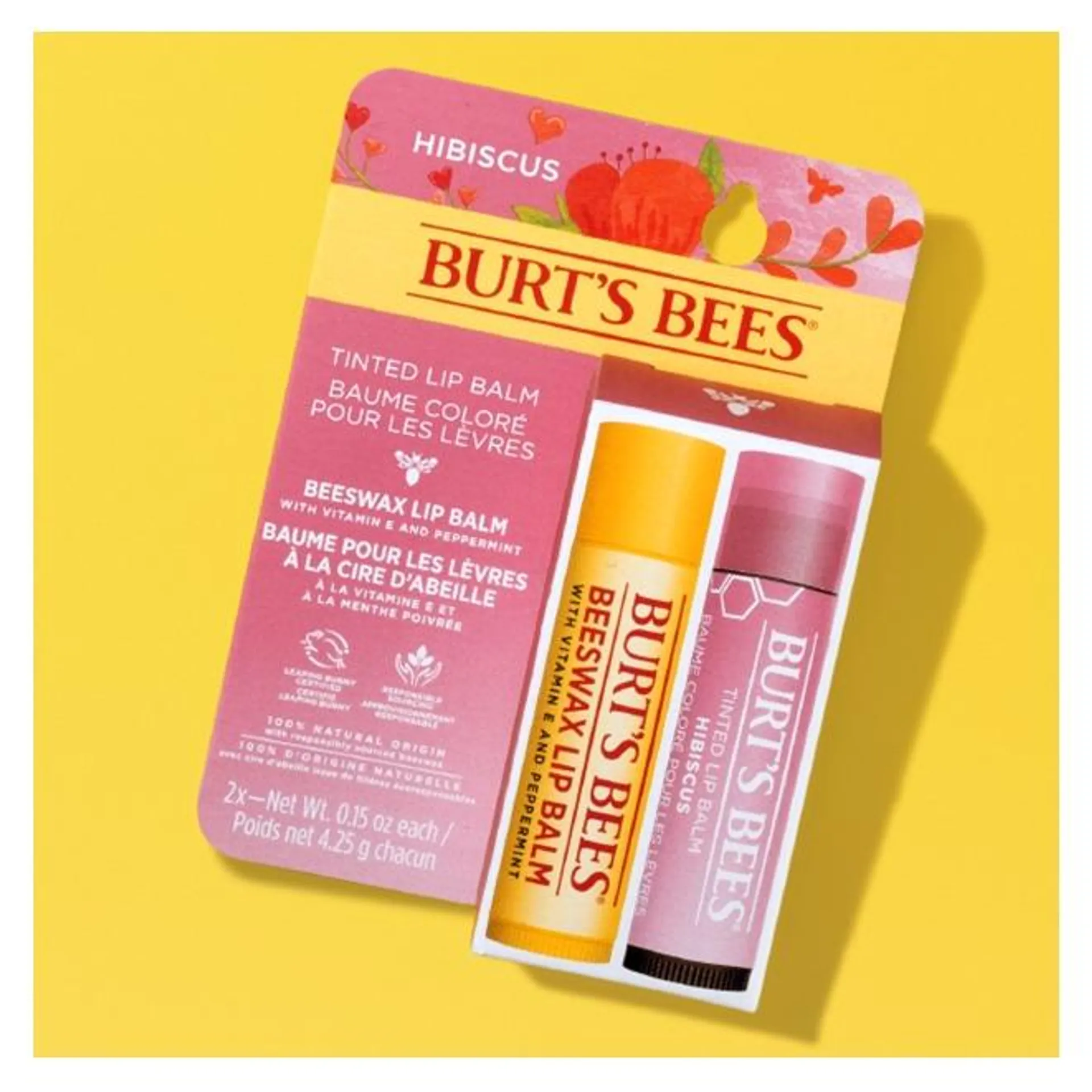 Original Beeswax Lip Balm and Hibiscus Tinted Lip Balm Gift Set