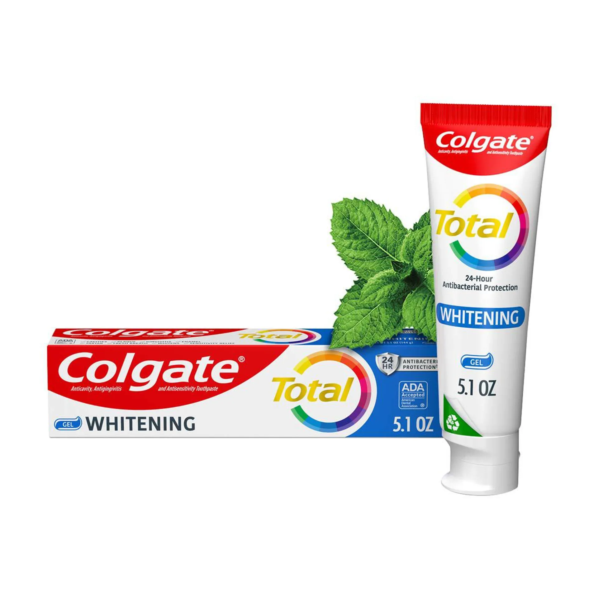 Colgate Total Whitening Toothpaste Gel, Mint, 5.1 oz