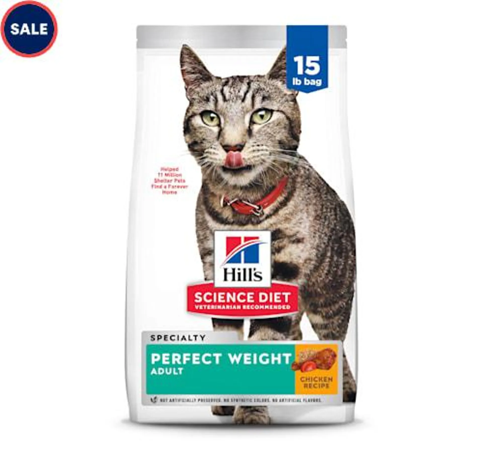 Hill's Science Diet Adult Perfect Weight Chicken Recipe Dry Cat Food, 15 lbs.