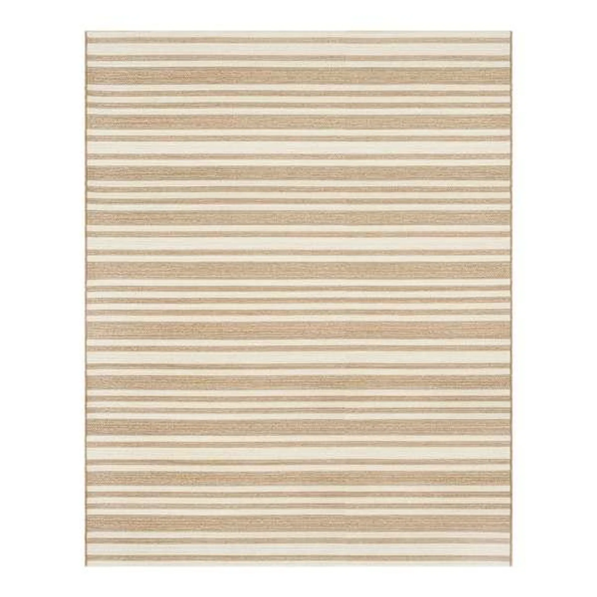 (E456) Lester Natural Striped Outdoor Area Rug, 8x10