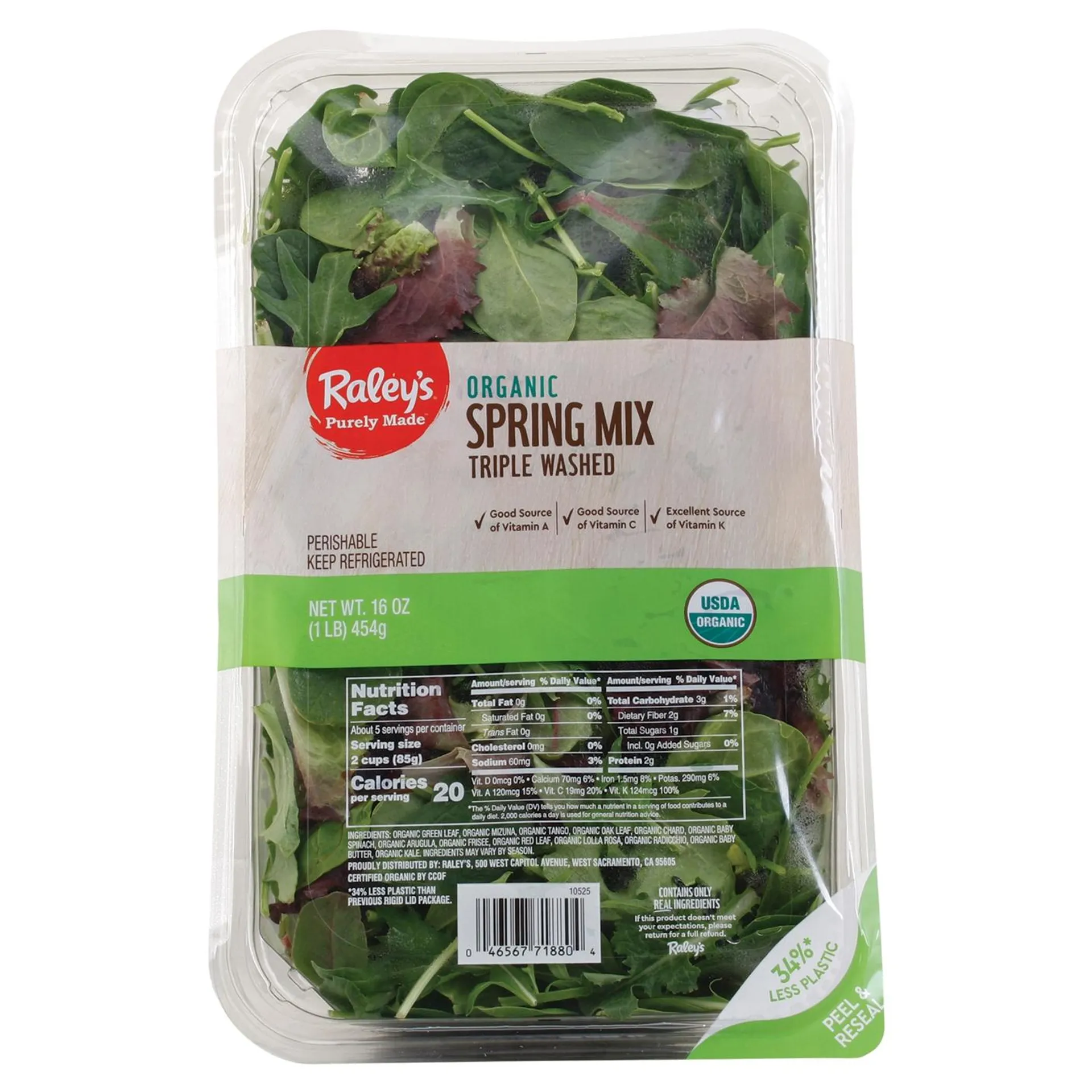 Raley's Spring Mix, Organic, Triple Washed