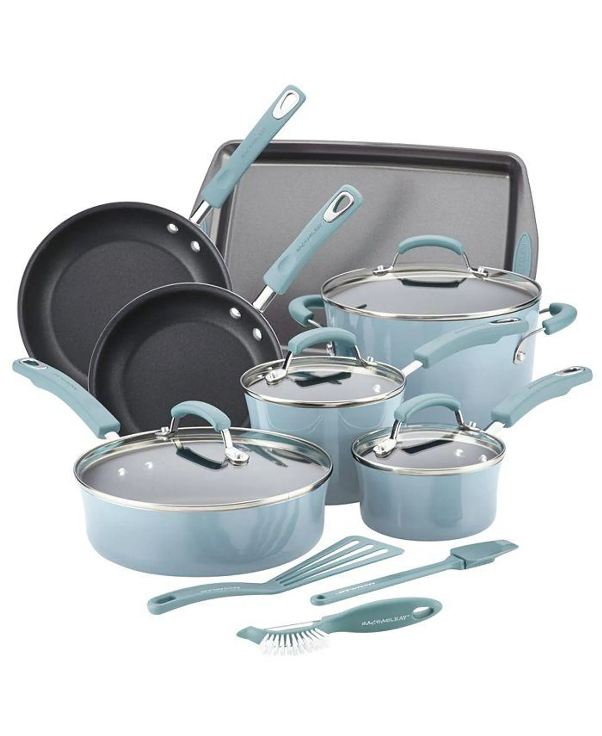 Classic Brights Hard Enamel Nonstick Cookware Set, 14-Piece