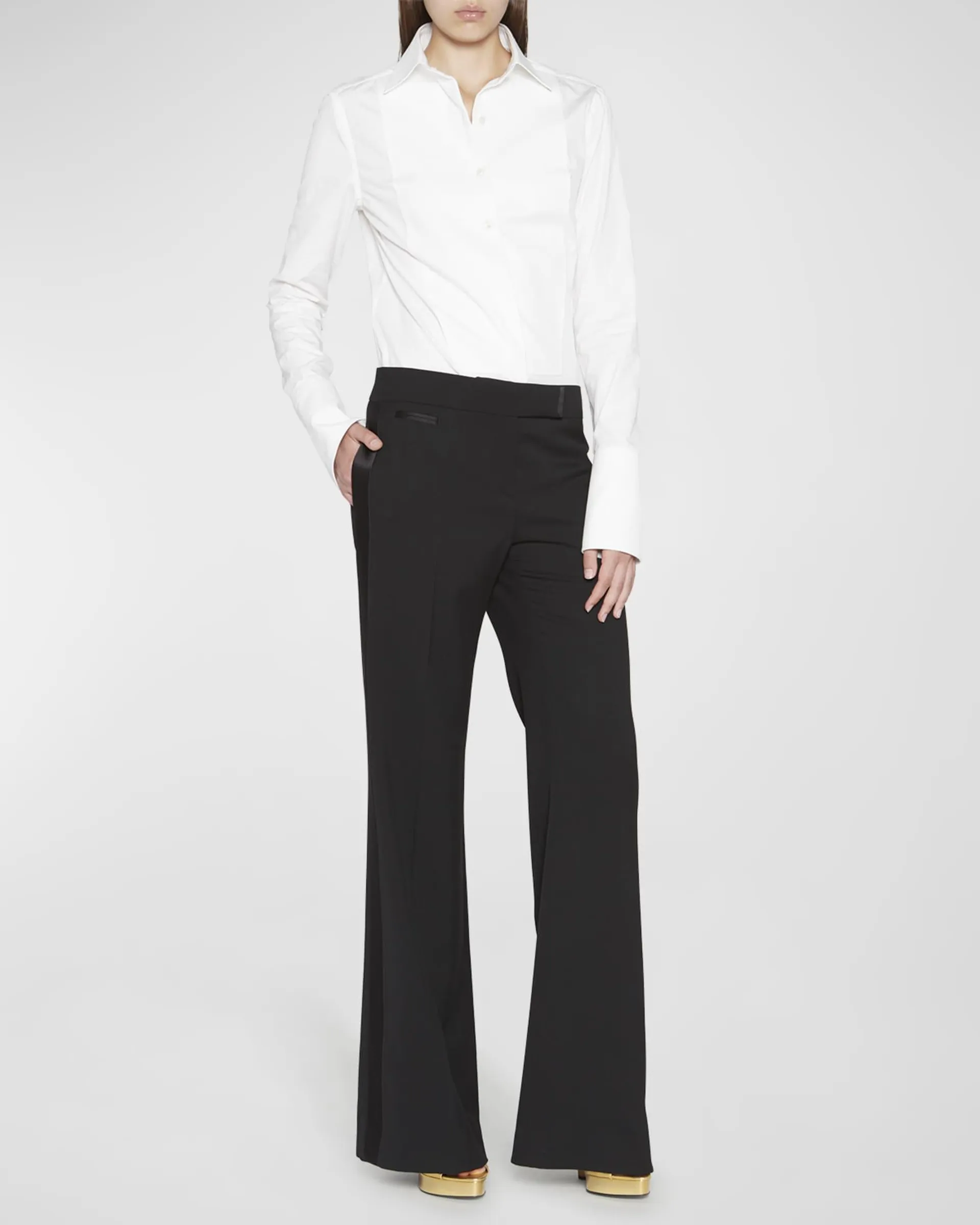 Gran De Poudre Wide-Leg Tuxedo Pants