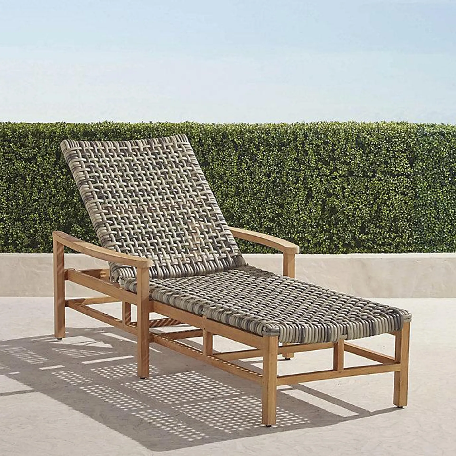 Isola Chaise Lounge in Natural Teak & Driftwood Wicker