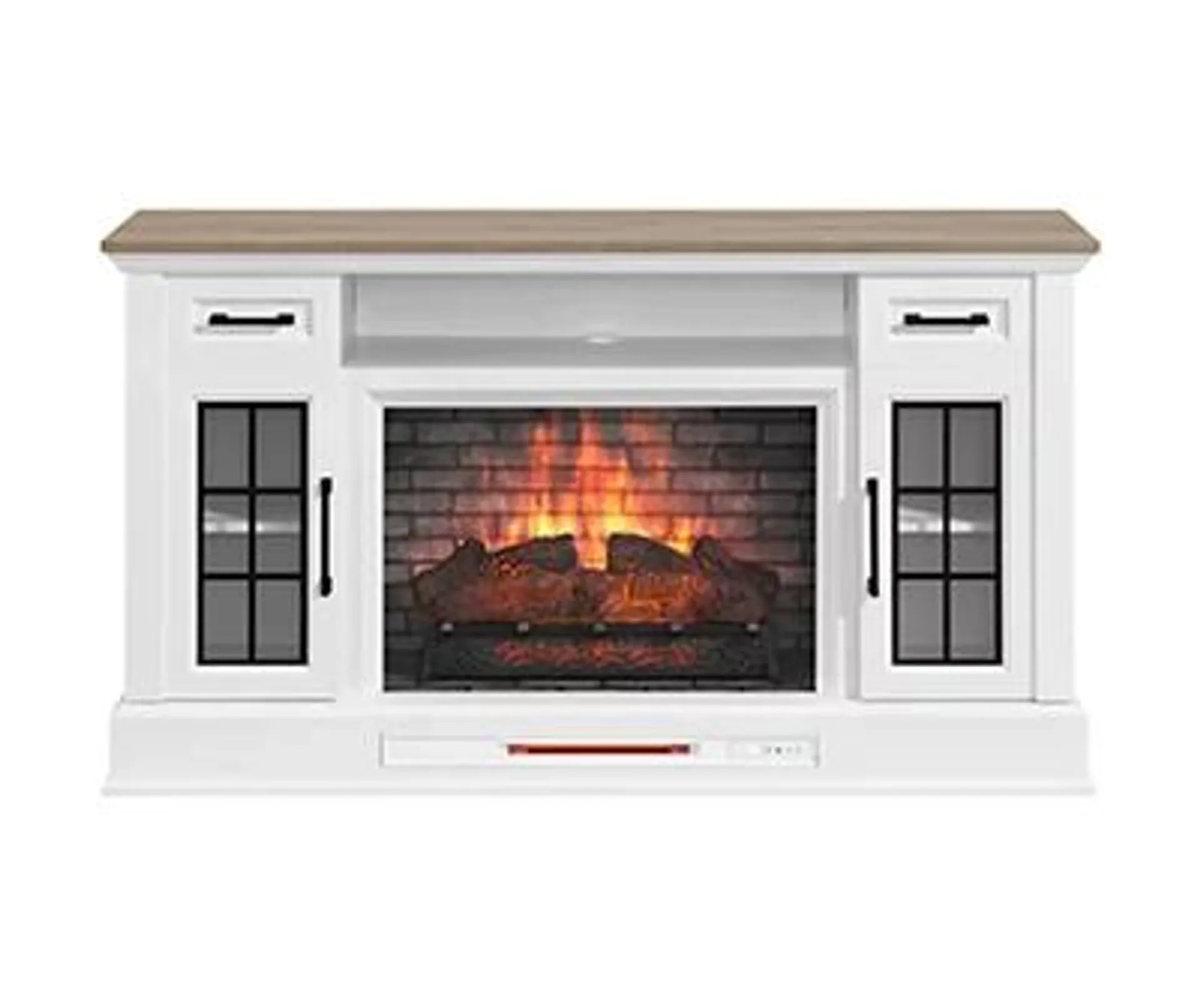 60" White 2-Door Electric Fireplace Console