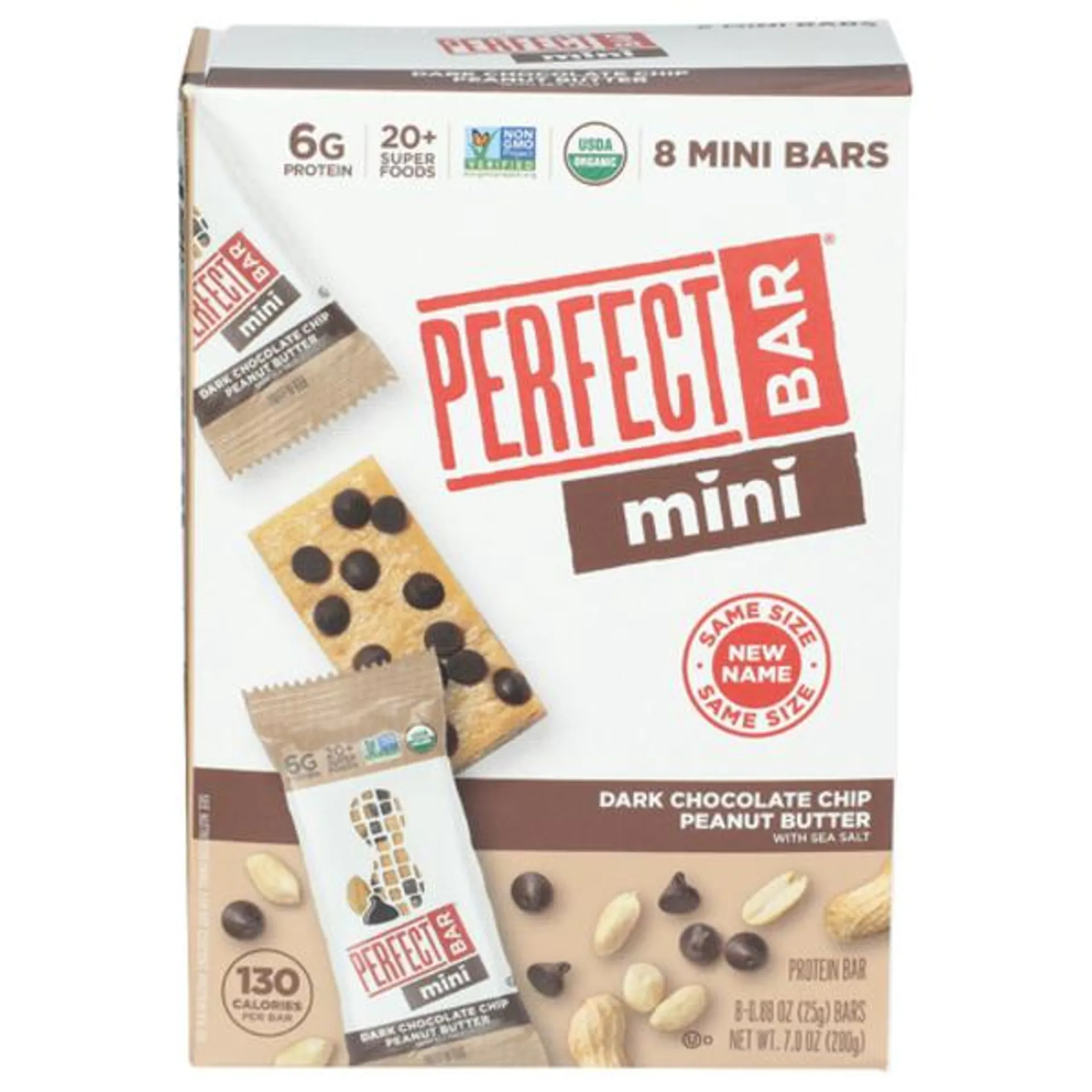 Perfect Bar Org Dark Chocolate Chip Peanut Butter Snack Size Protein Bar 8 Pack