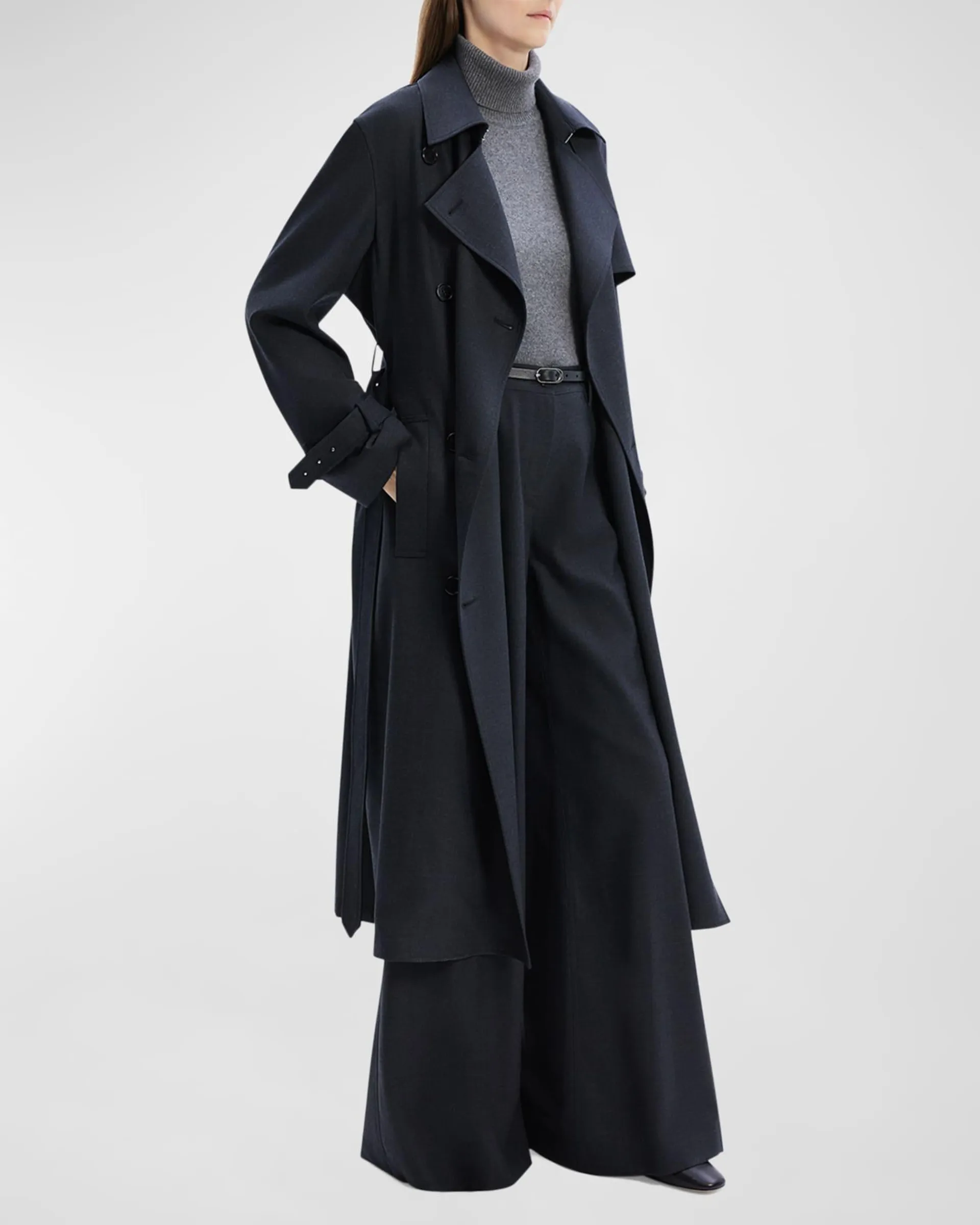 Double-Breasted Wool-Blend Trench Coat