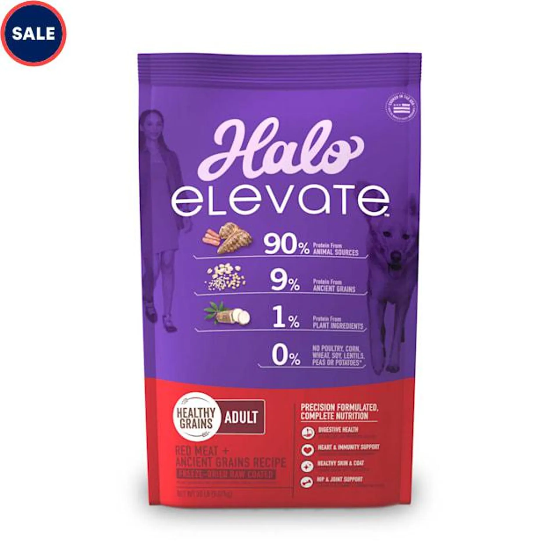 Halo Elevate Dog Healthy Grains Red Meat Recipe Dry Food, 20 lbs.
