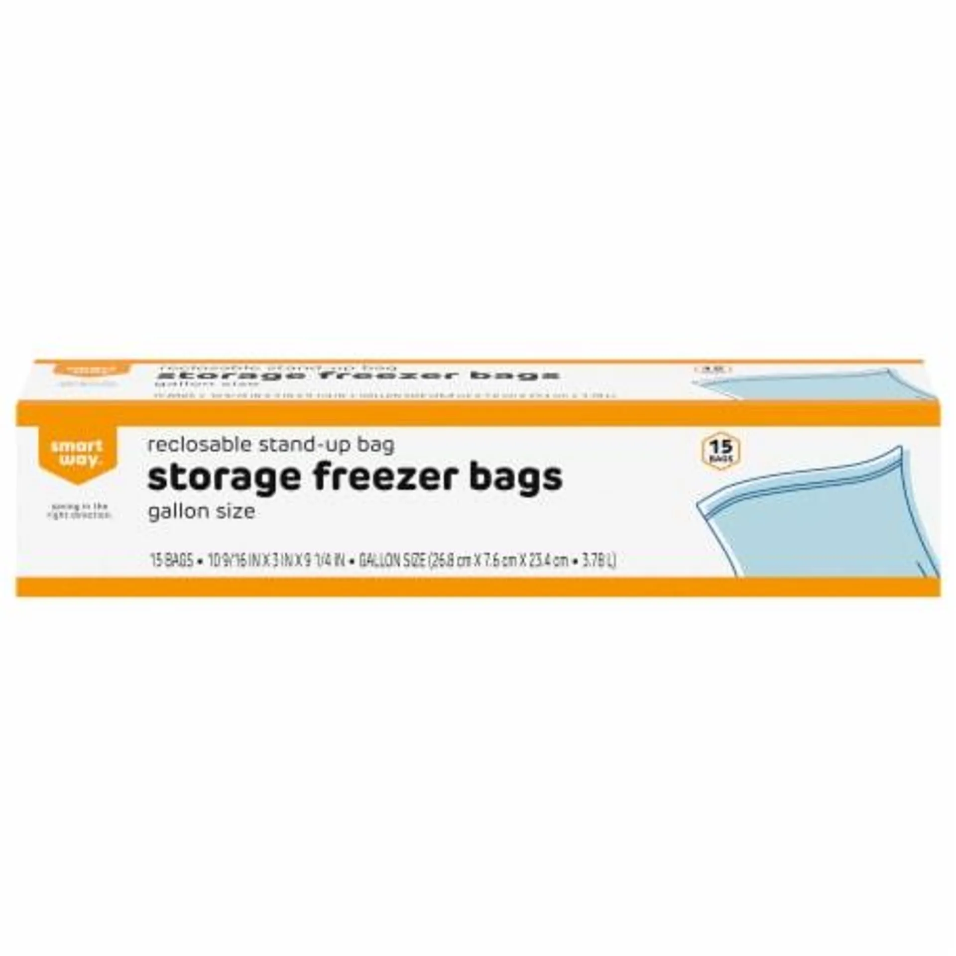 Smart Way™ Recloseable Gallon Size Freezer Storage Bags