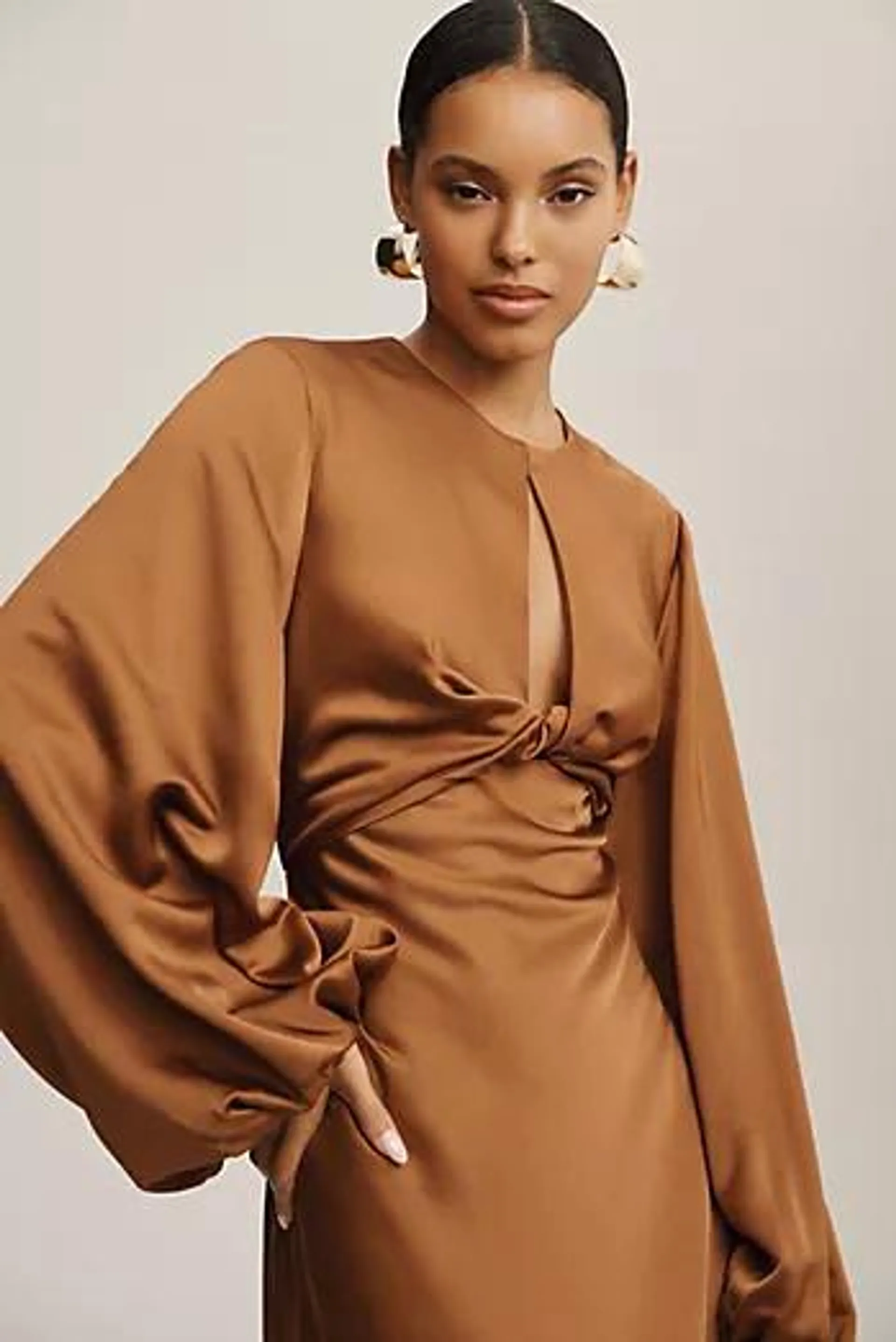 Significant Other Demi Backless Long-Sleeve Column Gown