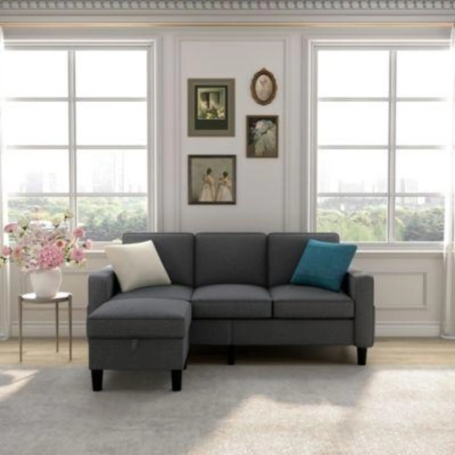 Streamdale Furniture Versatile Dark Grey Sofa for Small Spaces