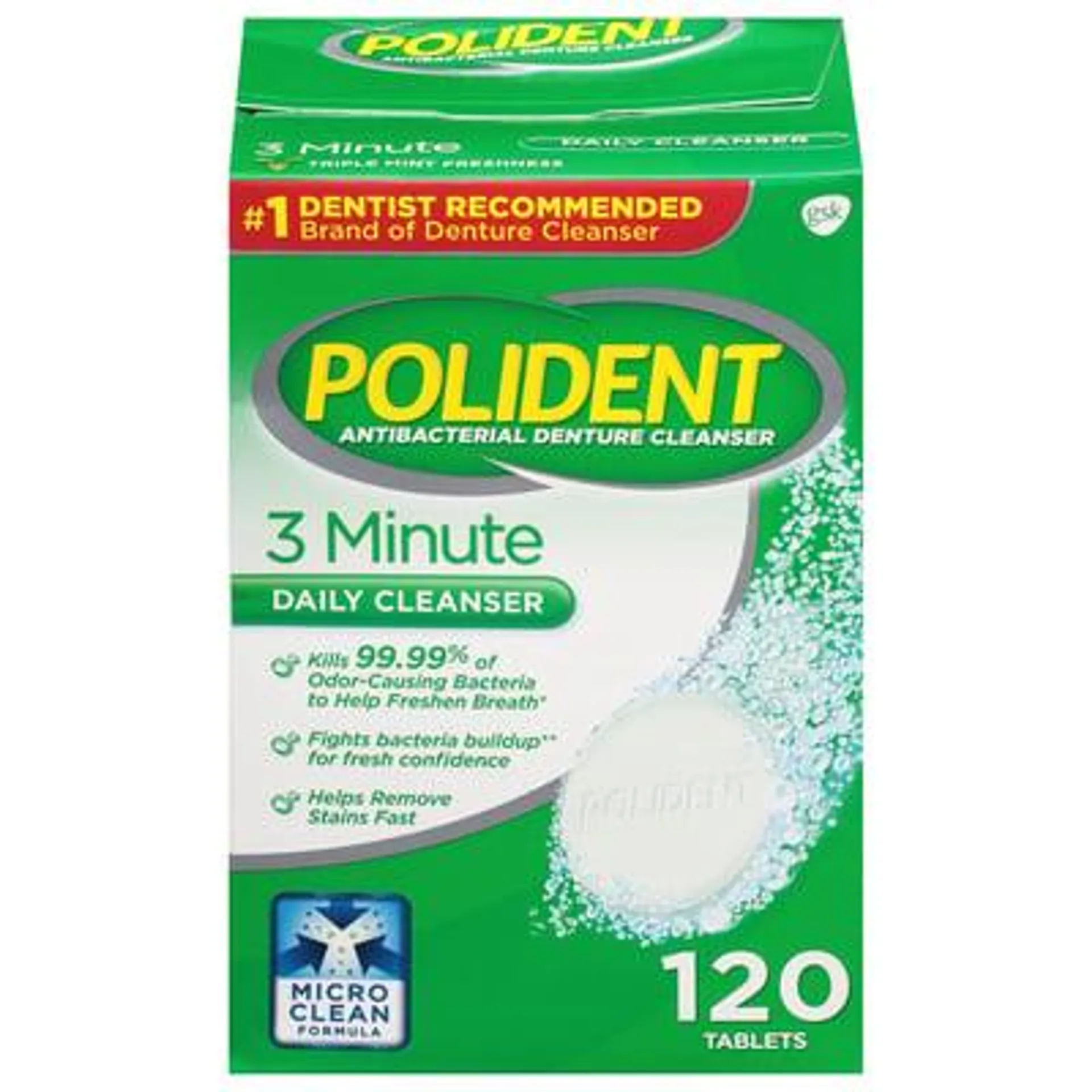 Polident, Daily Cleanser, 3 Minute, Tablets