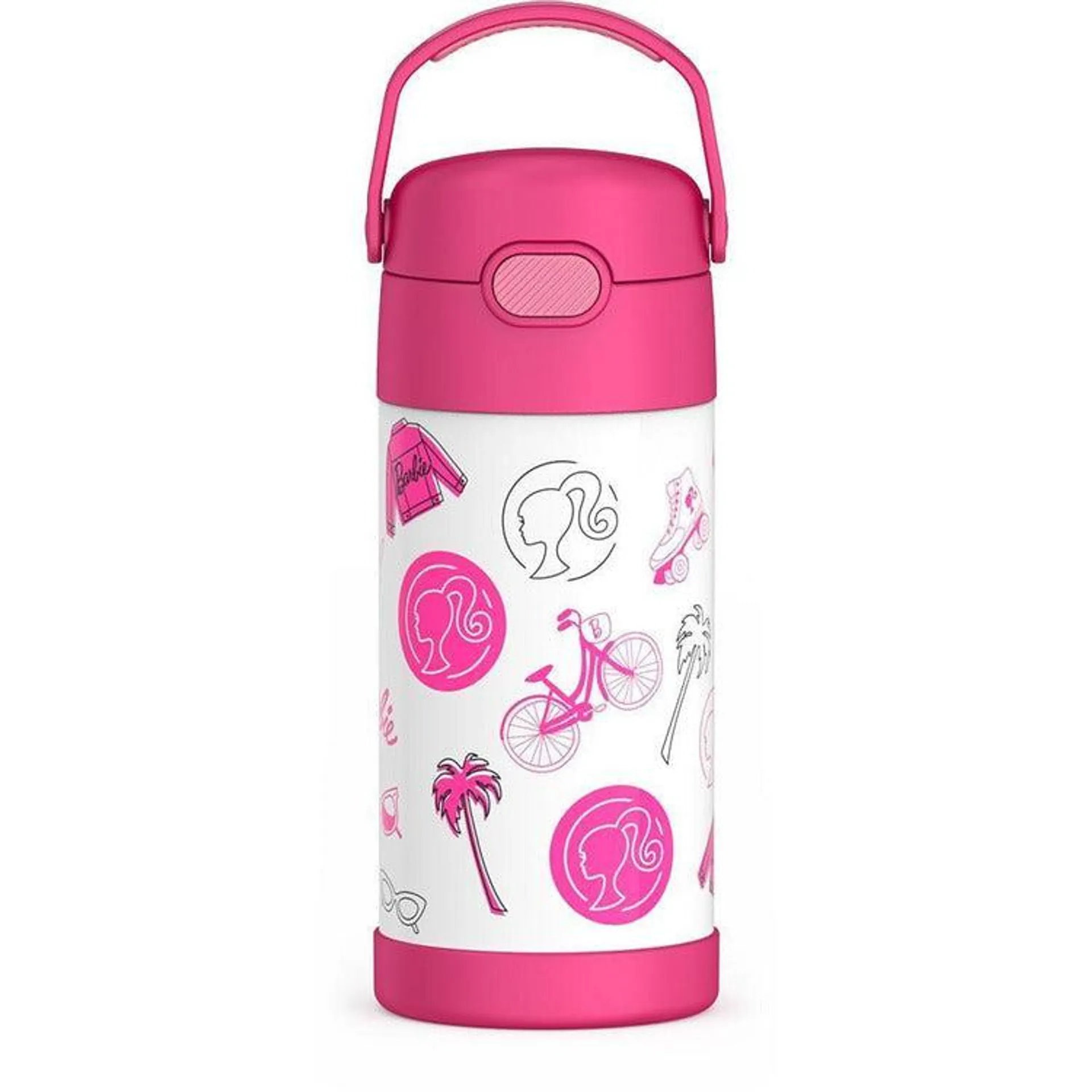 Thermos Funtainer Barbie 12 Oz Stainless Steel Vacuum Insulated Kids Straw Bottle