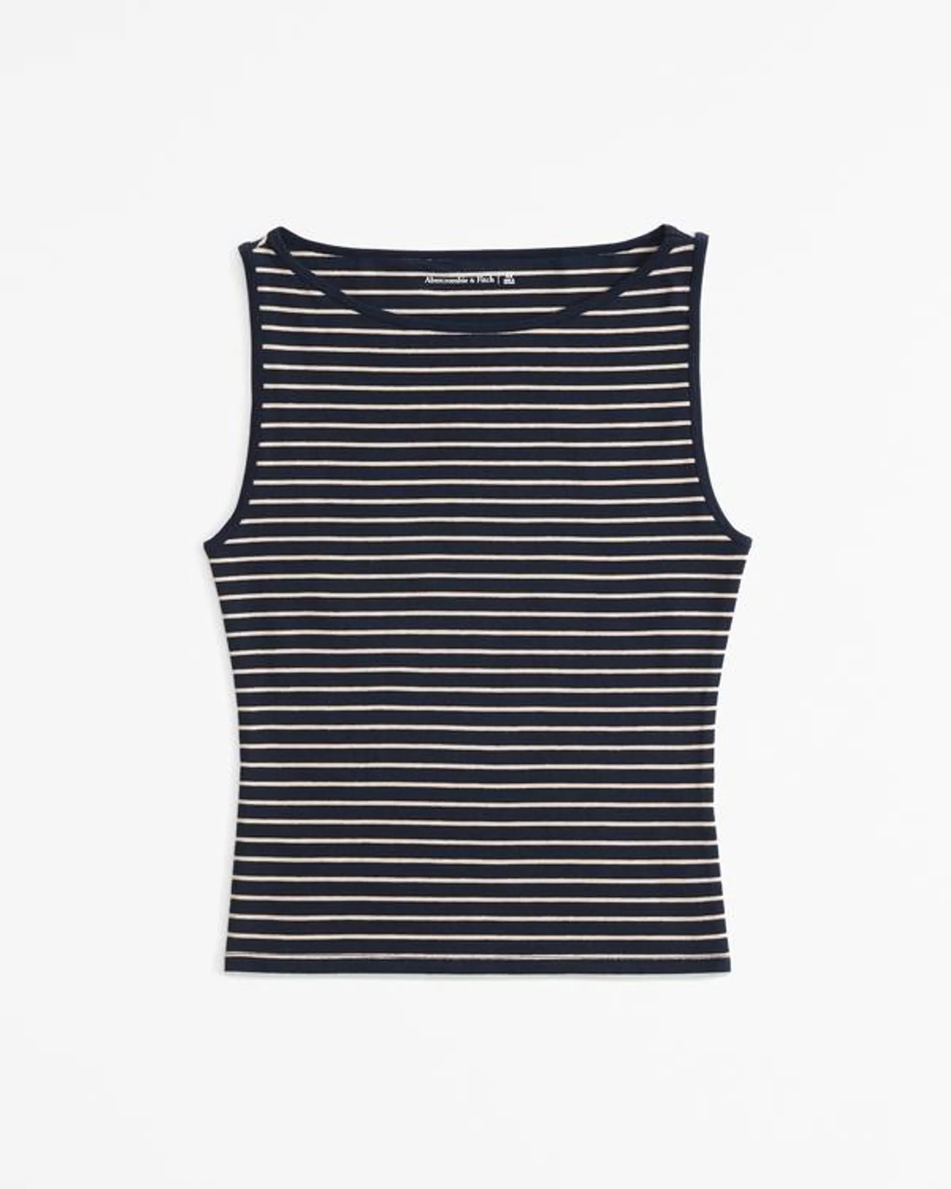 Cotton-Blend Seamless Fabric Boatneck Top