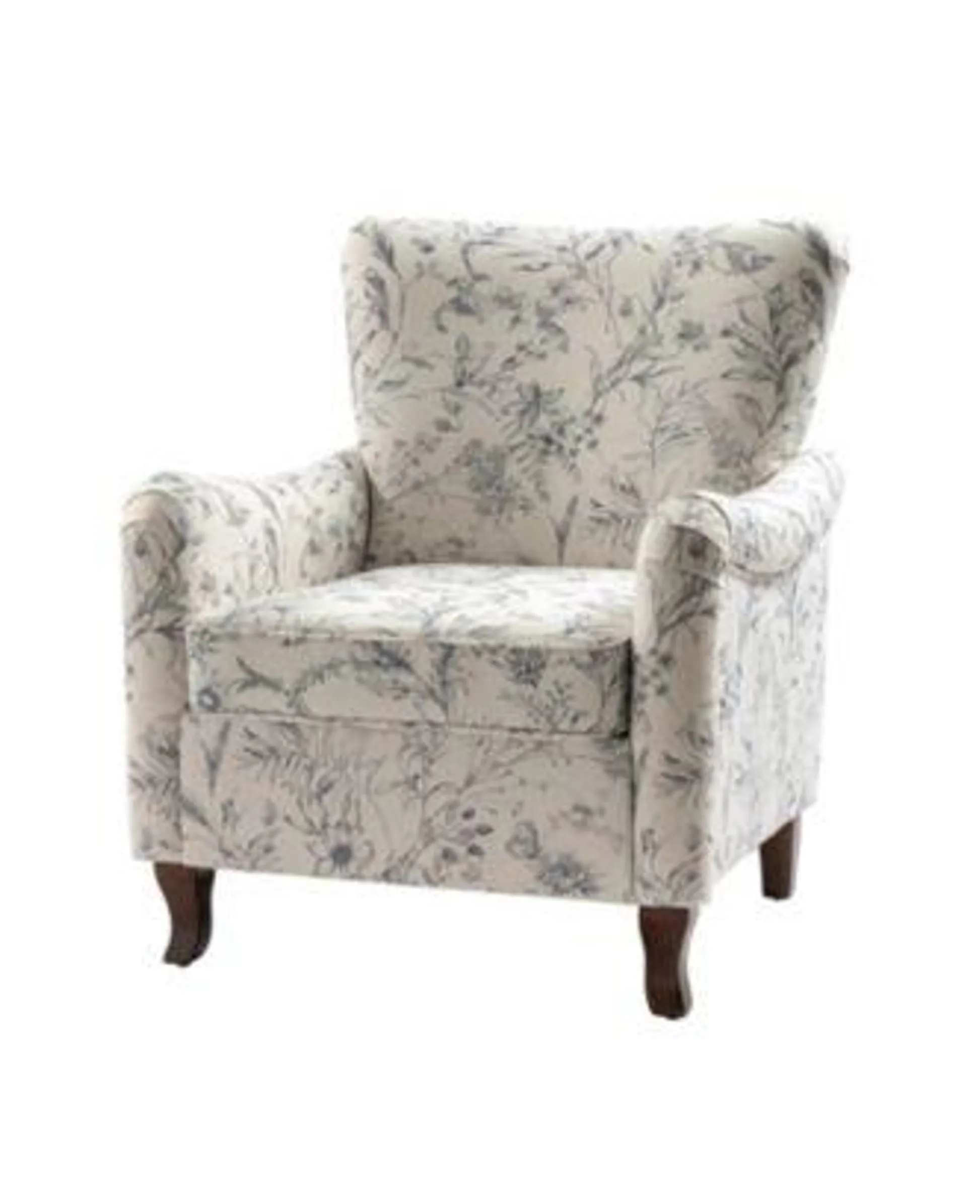 Ewert Comfy Floral Fabric Pattern Armchair with Wingback Design