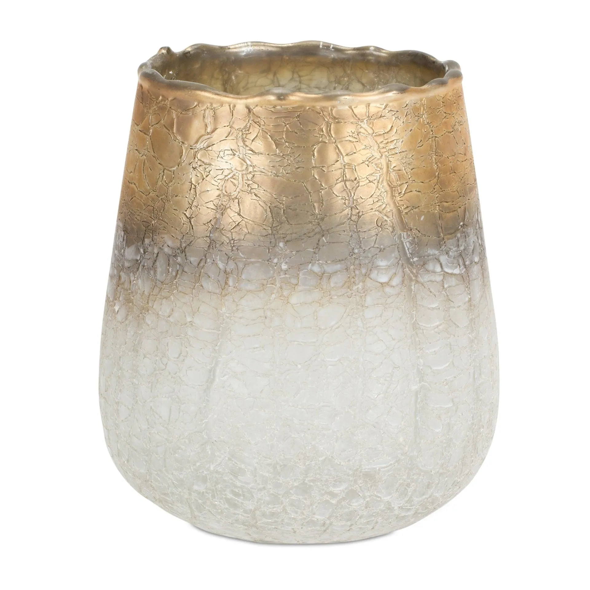 Gold and White 6" Ombre Glass Vase Candle Holder