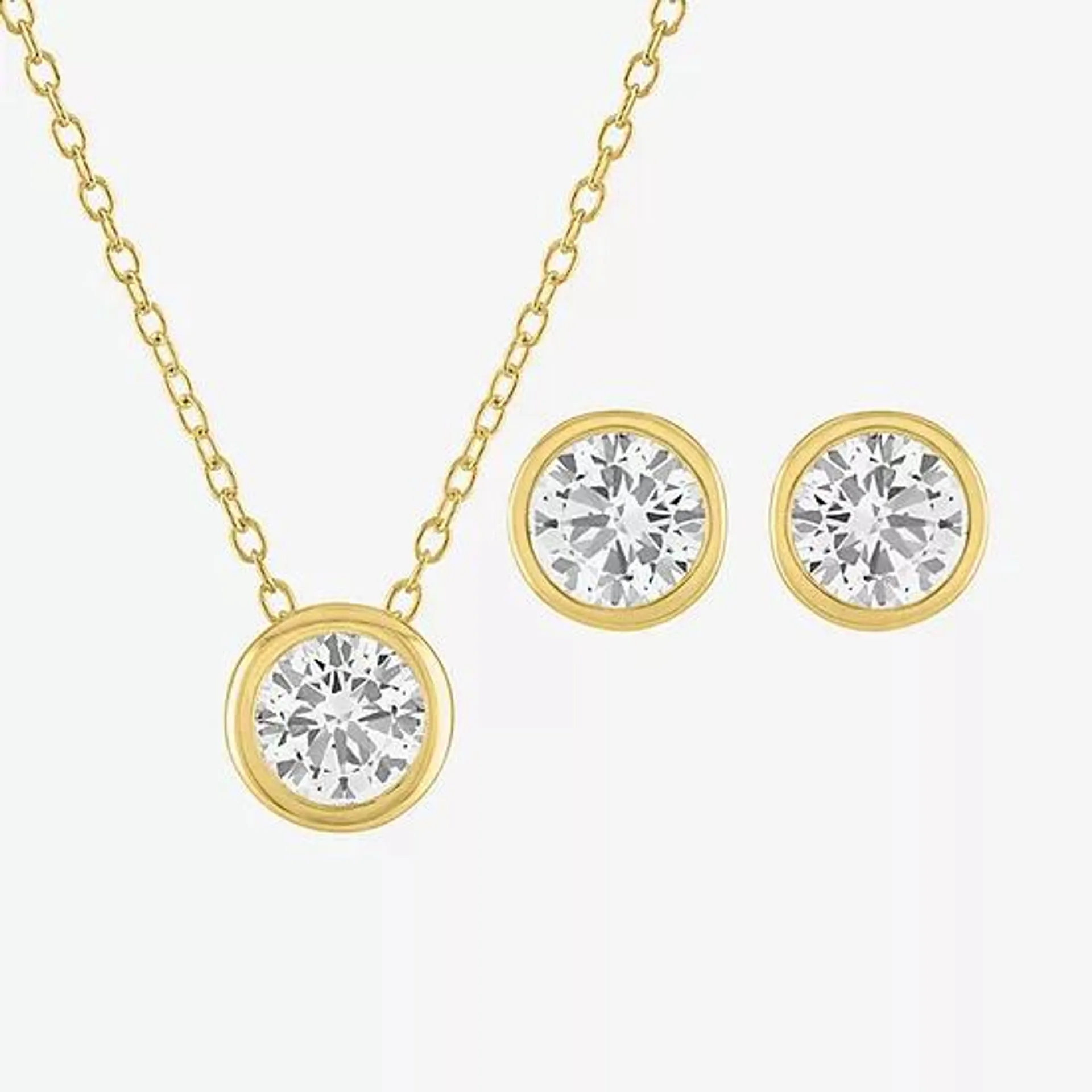 Yes, Please! Lab Created White Sapphire 14K Gold Over Silver Round 2-pc. Jewelry Set