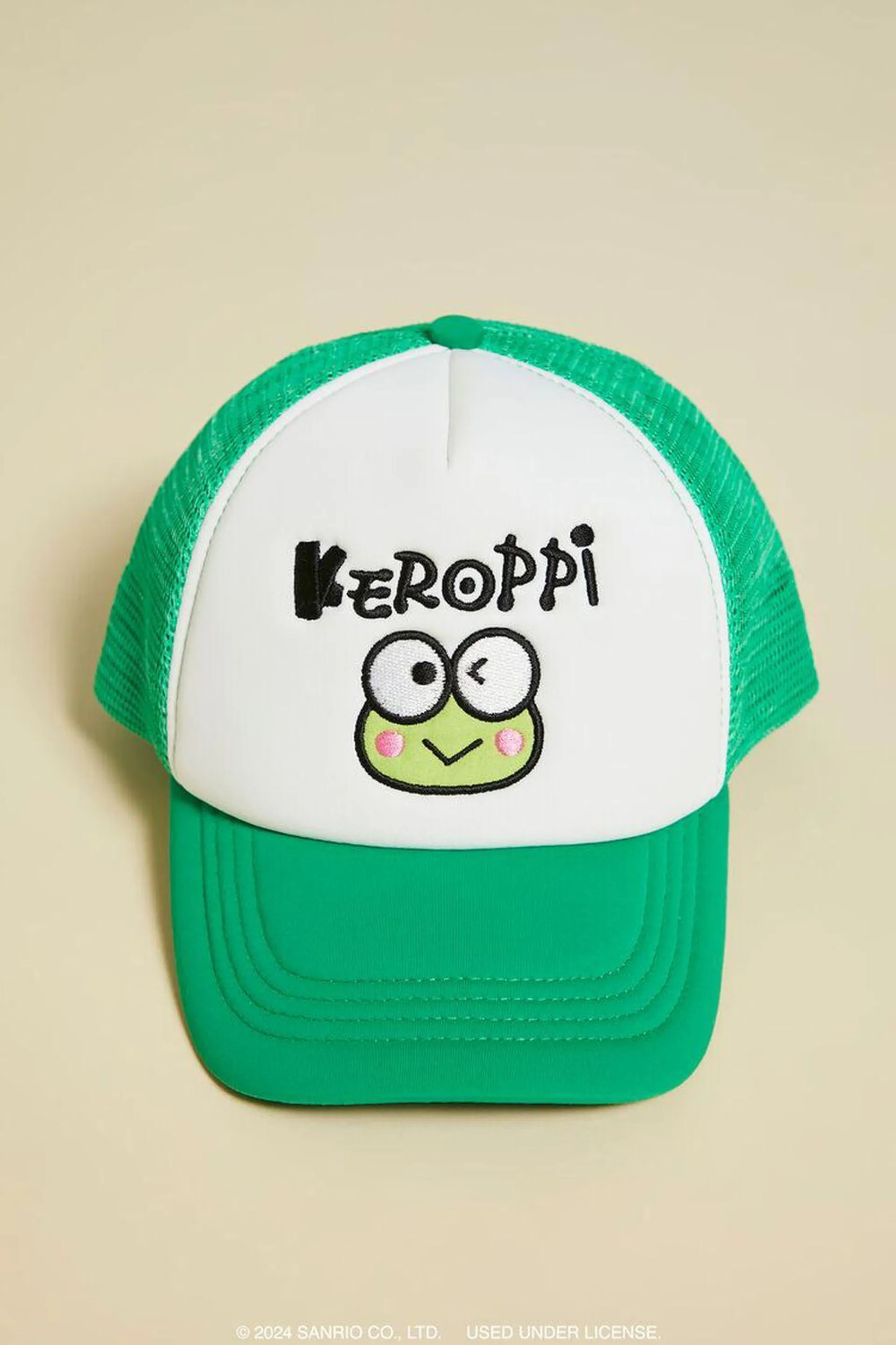 Girls Embroidered Keroppi Trucker Hat (Kids)