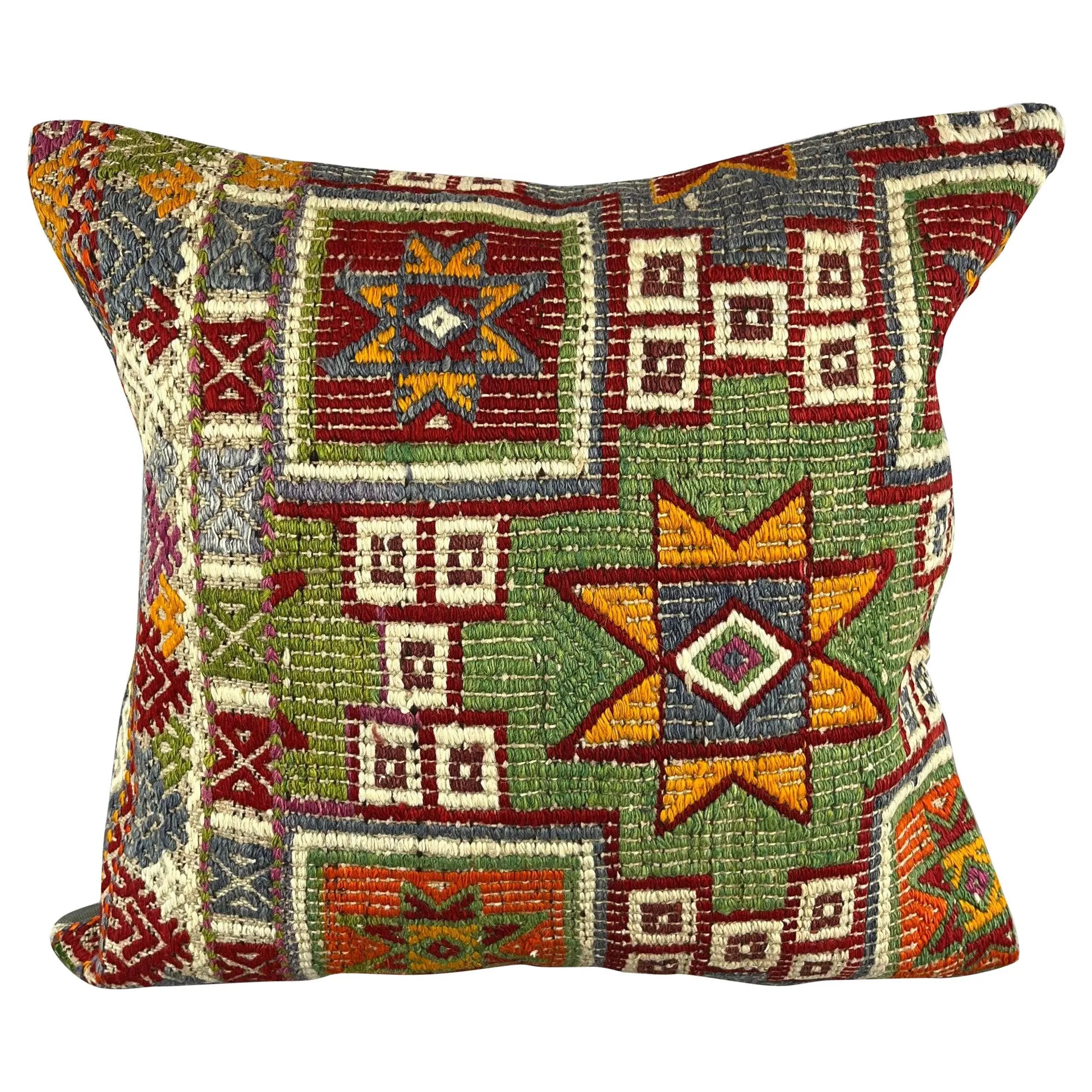 20 x 20 Kilim Pillow Turkish Cushion Natural Green Pillow Cushion Cover #6785