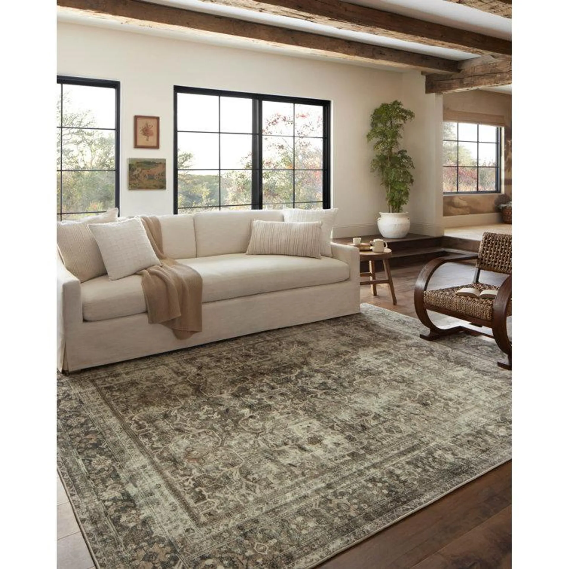 Magnolia Home By Joanna Gaines X Loloi Sinclair Machine Washable Pebble / Taupe Area Rug