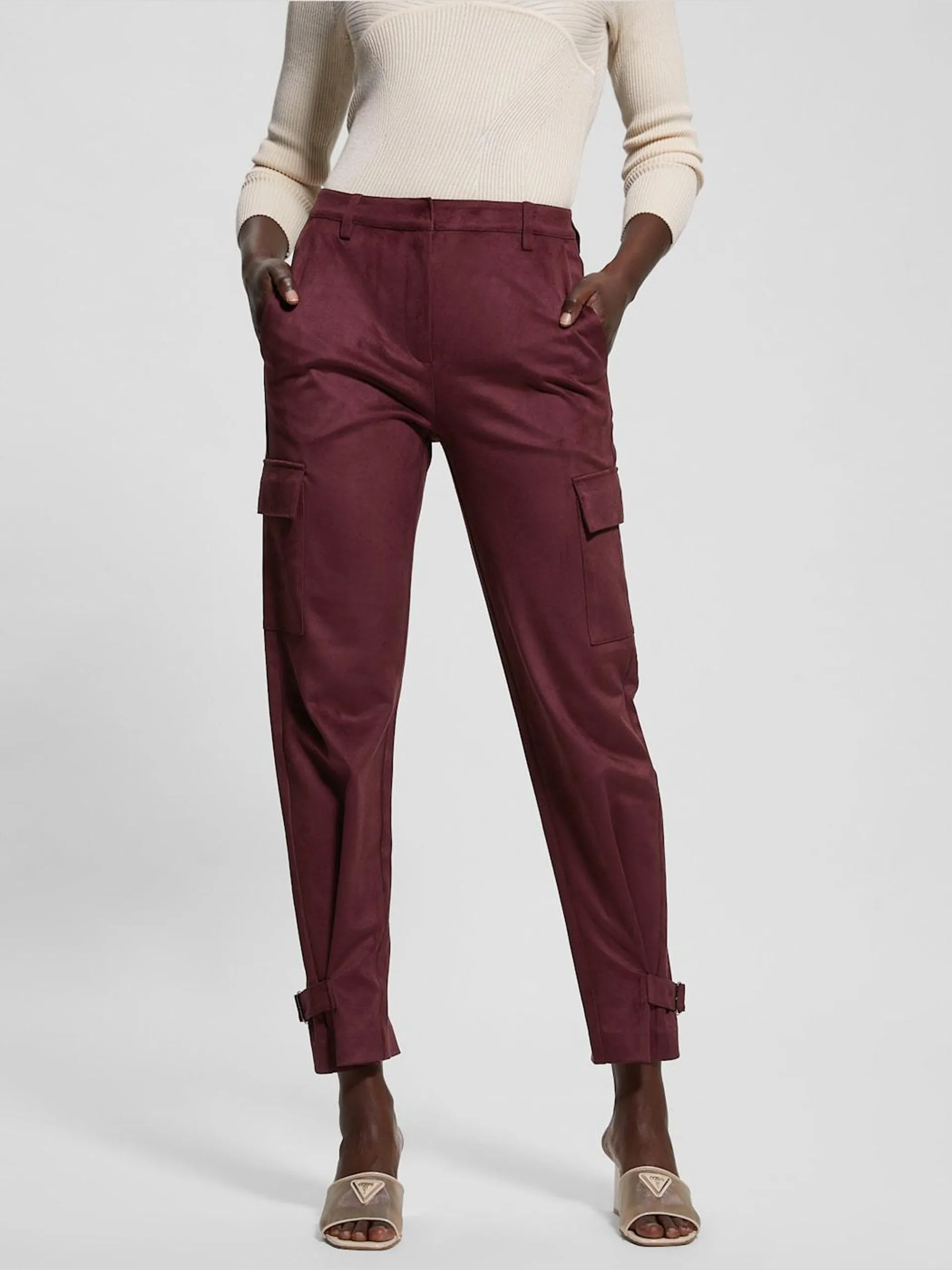 Mariza Faux-Suede Cargo Pants