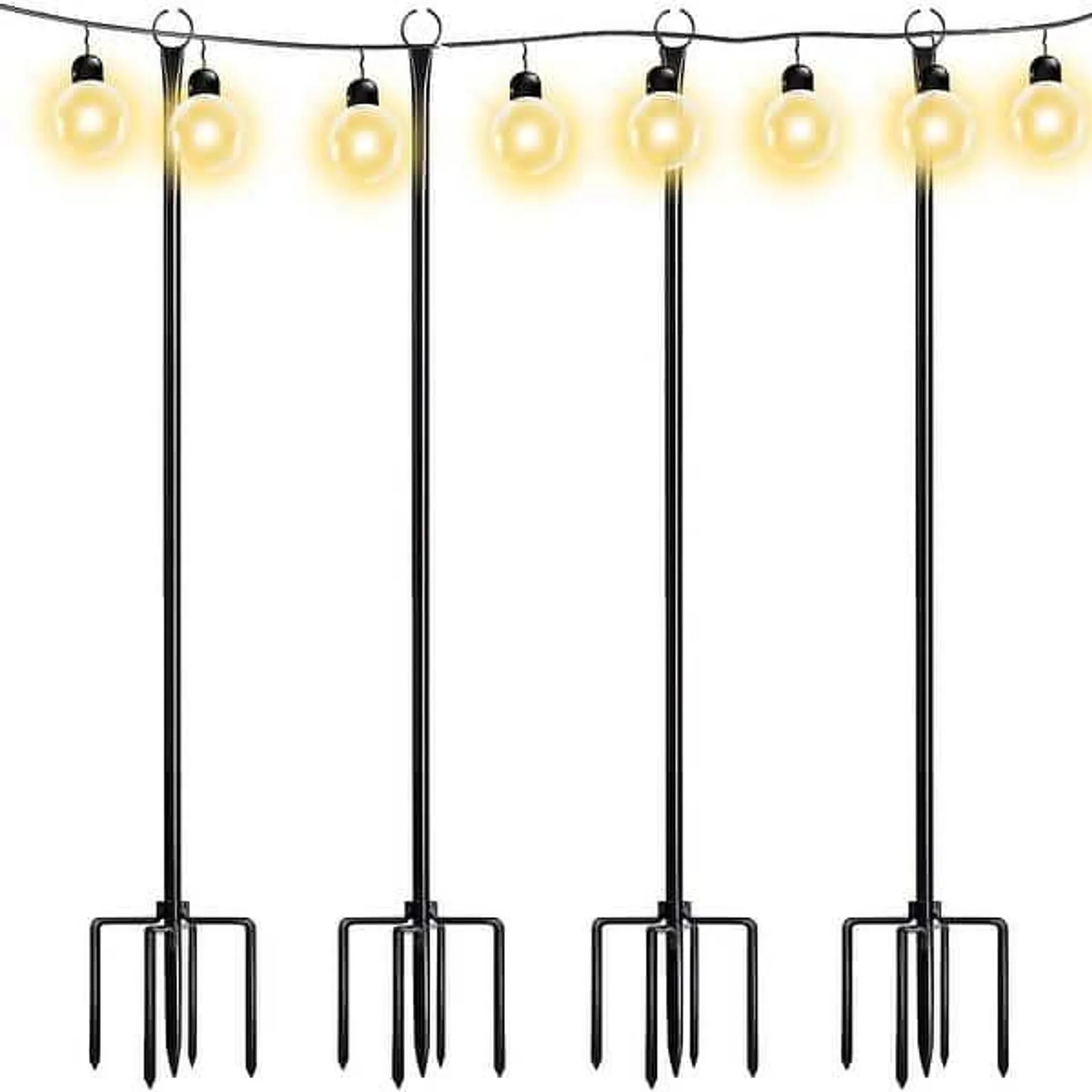 WaLensee 9.4 FT String Light Poles with Hook for Hanging String Lights for Garden Party Patio Christmas Wedding