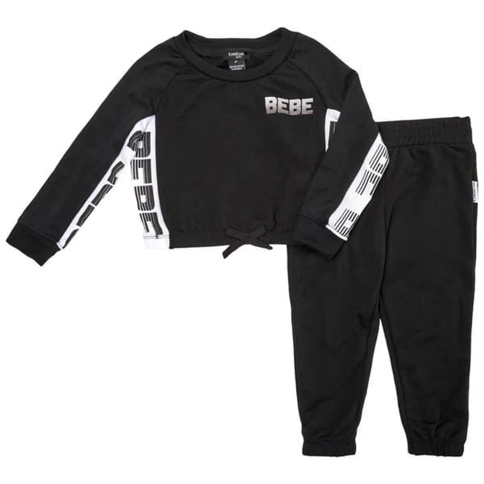 Toddler Girl Bebe Crew Neck Raglan Top & Solid Joggers Set