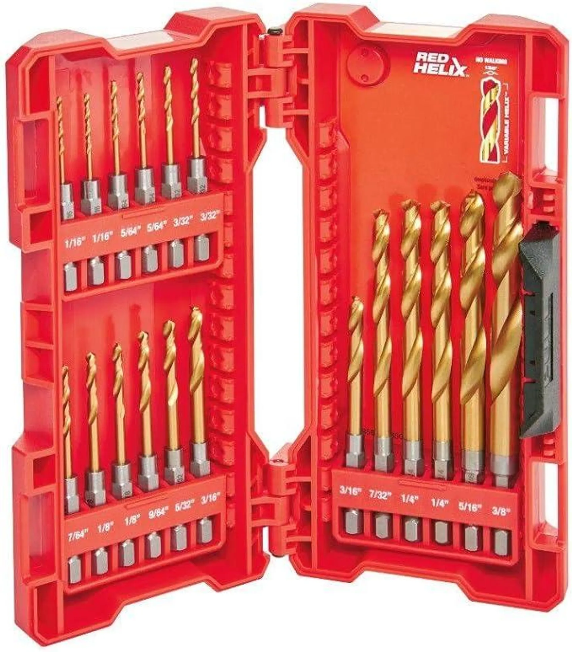 Milwaukee 48-89-4680 18-Piece Shockwave Impact Duty Thunderbolt Titanium Drill Bit Set w/ Anti-Walking 135 Degree Angled Tip and Storage Case